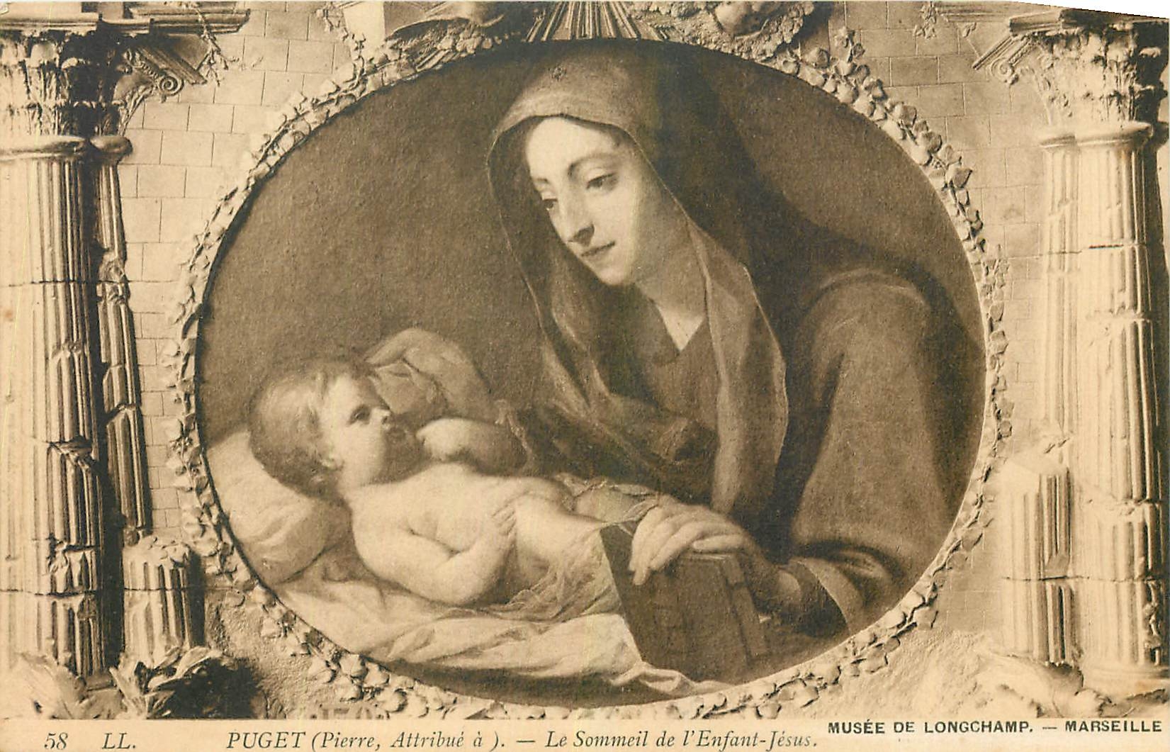 CPA Puget Pierre Attribue Le Sommeil de l'Enfant Jesus Musee de Longchamp Marseille 