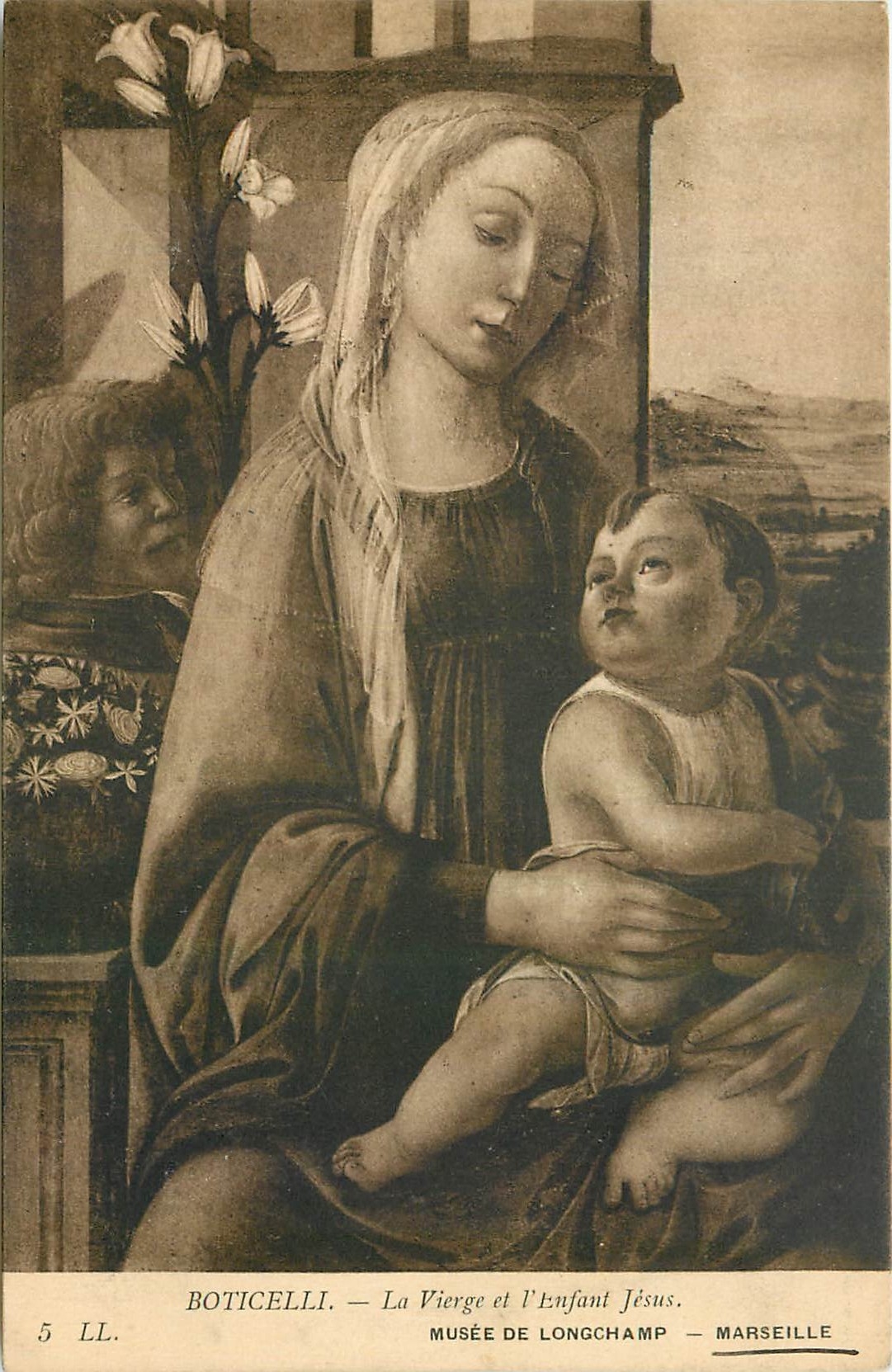 CPA Boticelli La Vierge et l'Enfant Jesus Musee de Longchamp Marseille