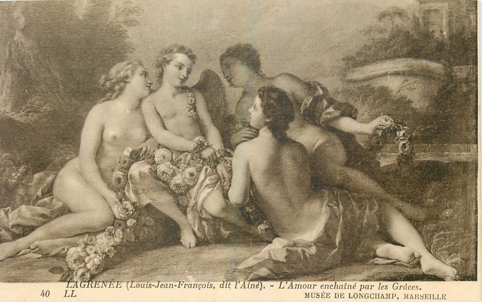 CPA Lagrenee Louis Jean Francois dit l'Aine l'Amour enchaine par les Graces Musee de Longchamp Marse