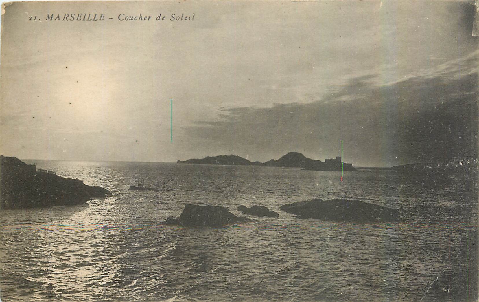 CPA Marseille Coucher de Soleil 
