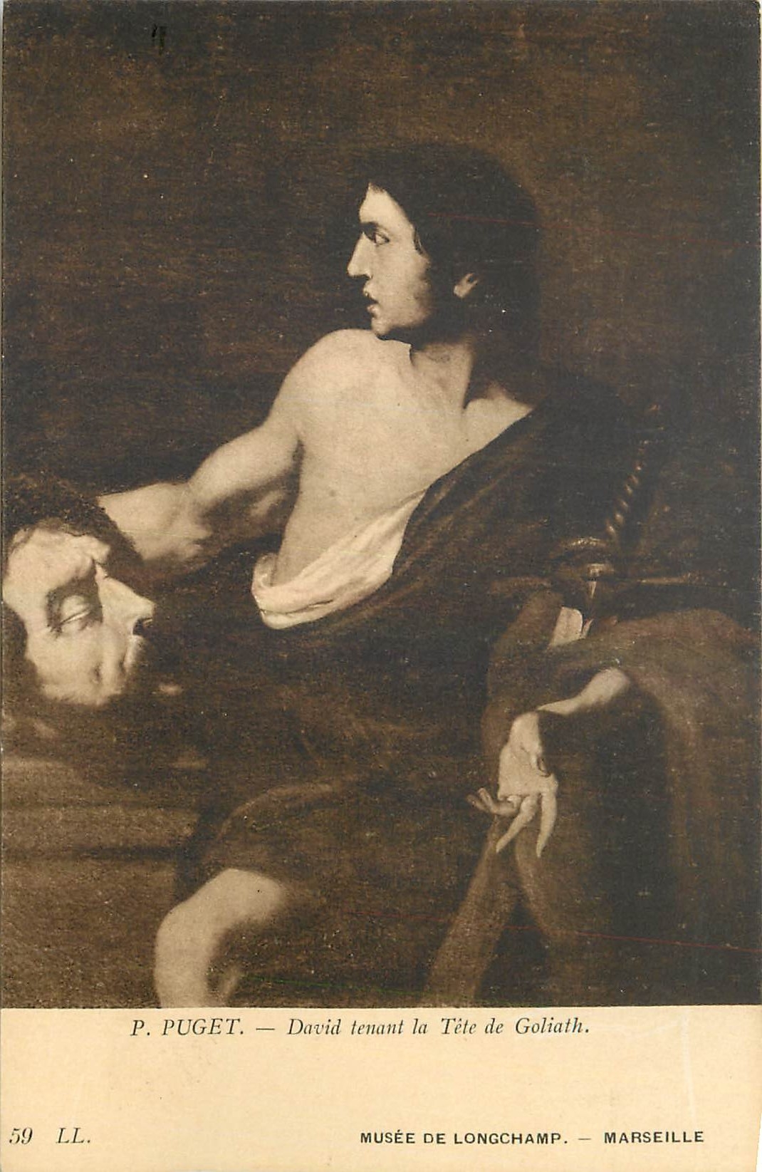 CPA P Puget David tenant la Tete de Goliath Marseille Musee de Longchamp 