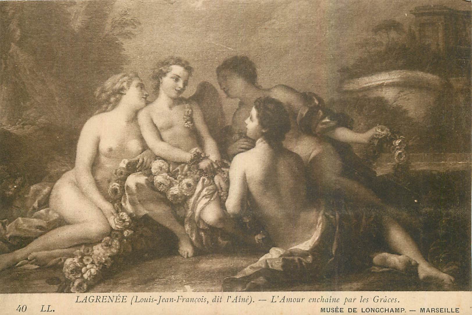 CPA Lagrenee Louis Jean Francois dit l'Aine l'Amour enchaine par les Graces Marseille Musee de Longc