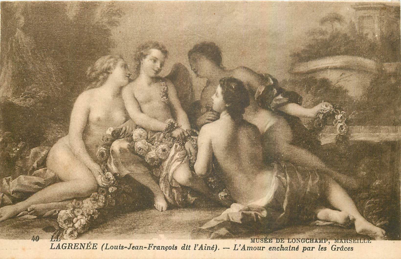 CPA Lagrenee Louis Jean Francois dit l'Aine l'Amour enchaine par les Graces Marseille Musee de Longc