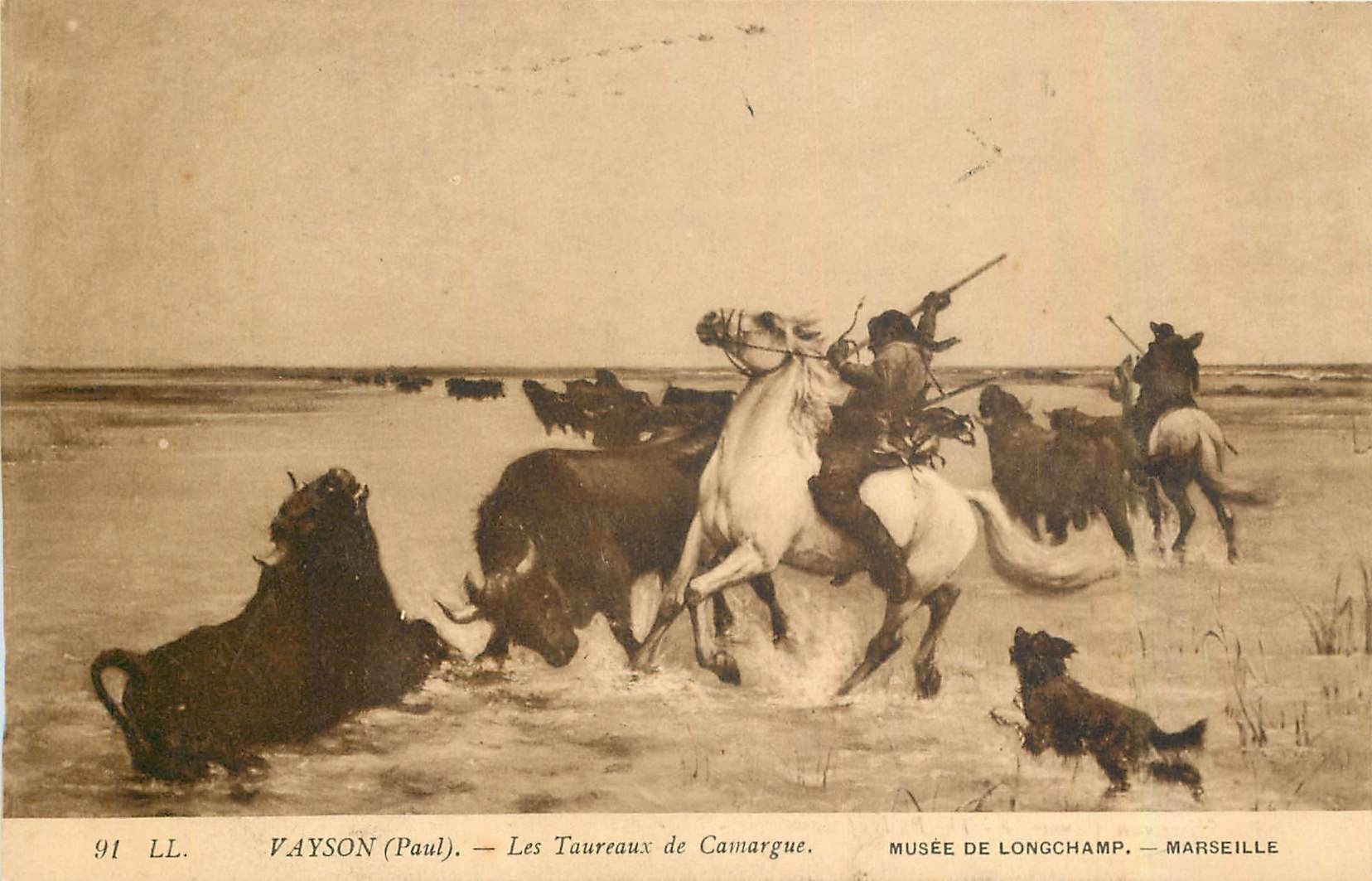 CPA Vayson Paul Les Taurreaux de Camargue Marseille Musee de Longchamp 