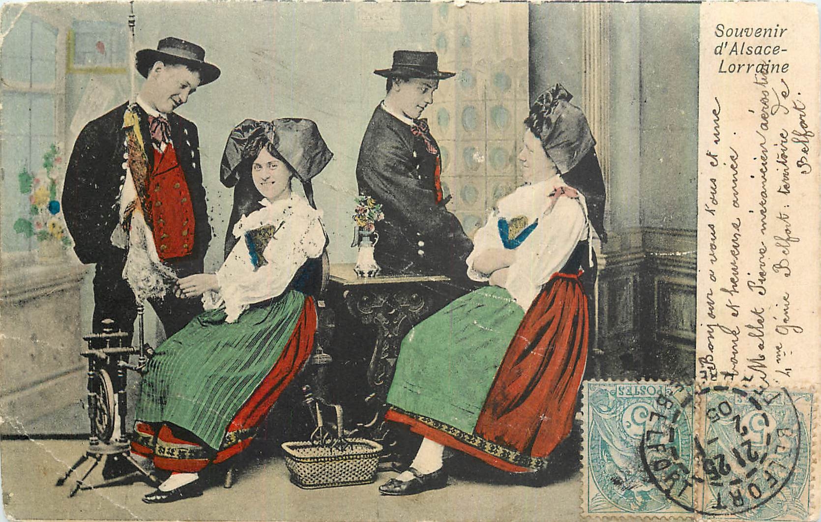 CPA Souvenir d'Alsace Lorraine Folklore
