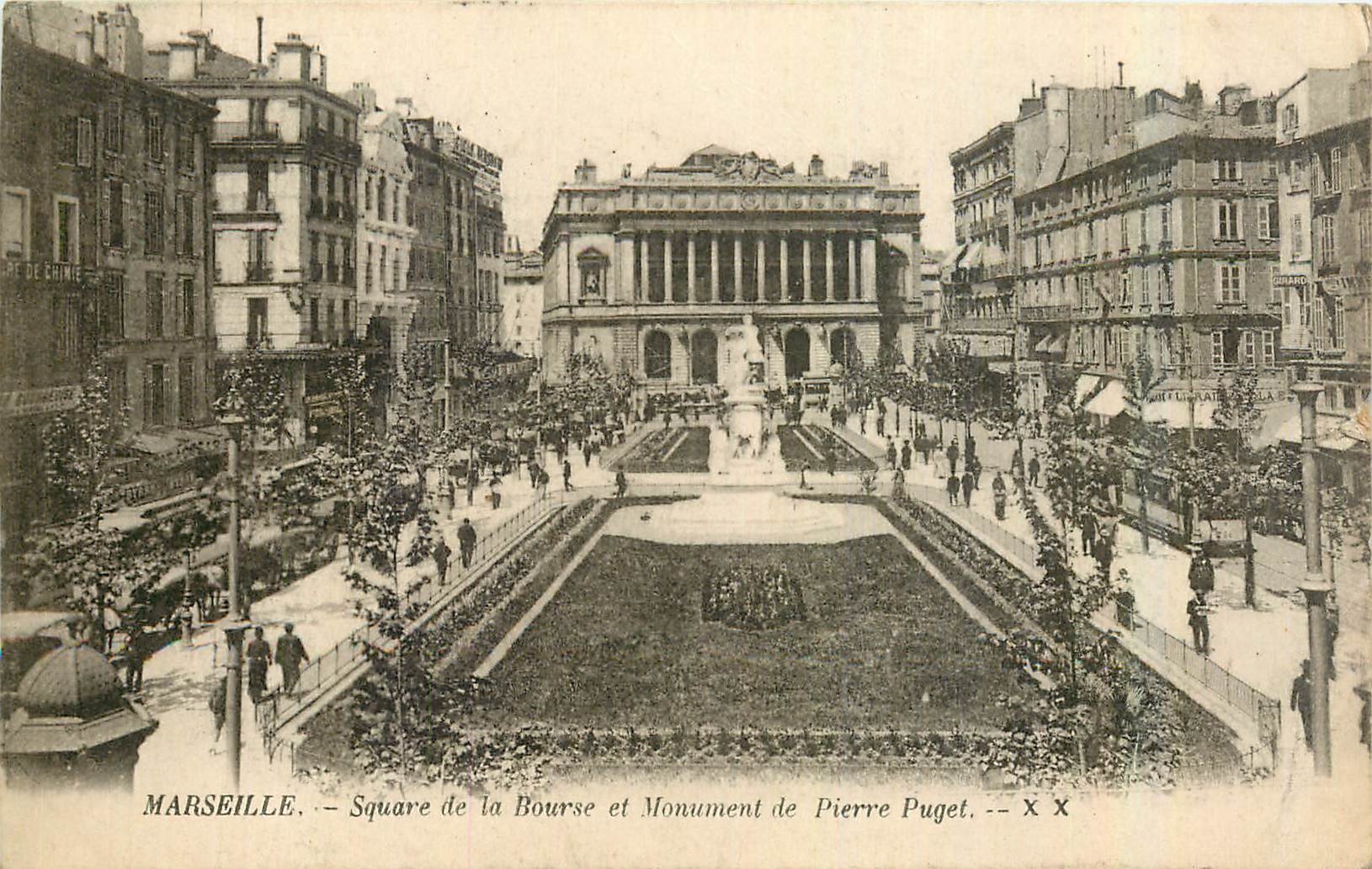 CPA Marseille Square de la Bourse et monument de Pierre Puget