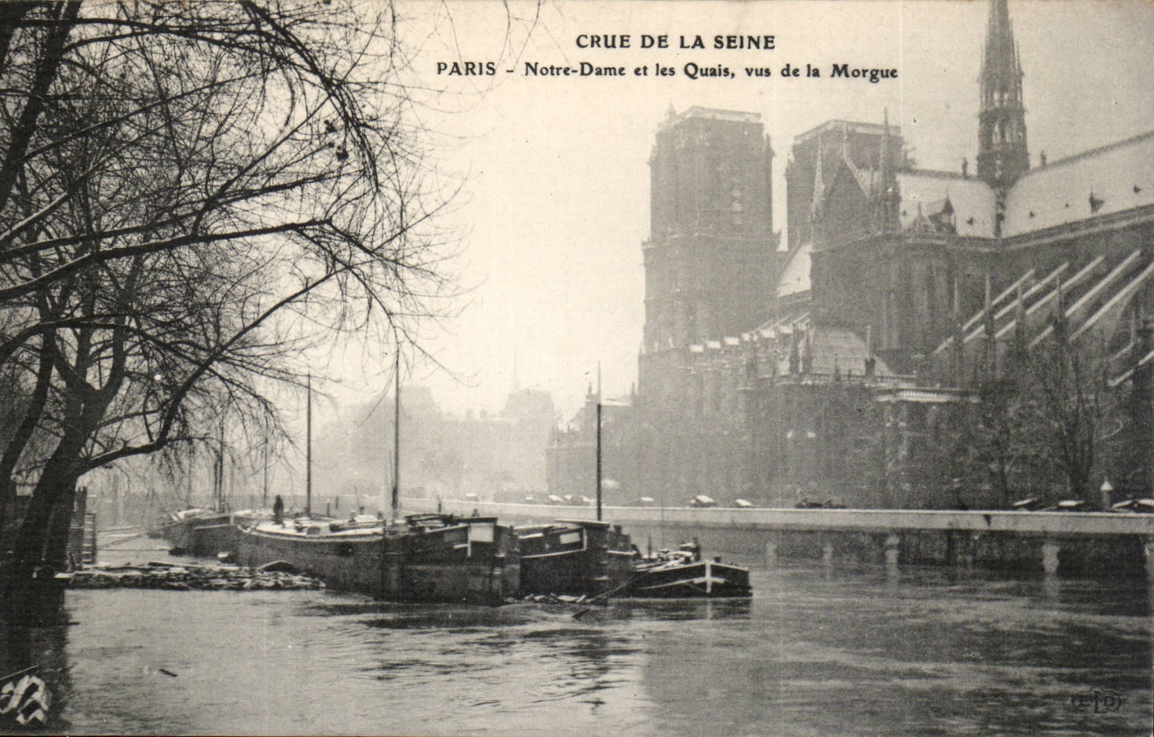Raw CPA of the Seine Paris Notre Dame and the quays seen of the Mortuary