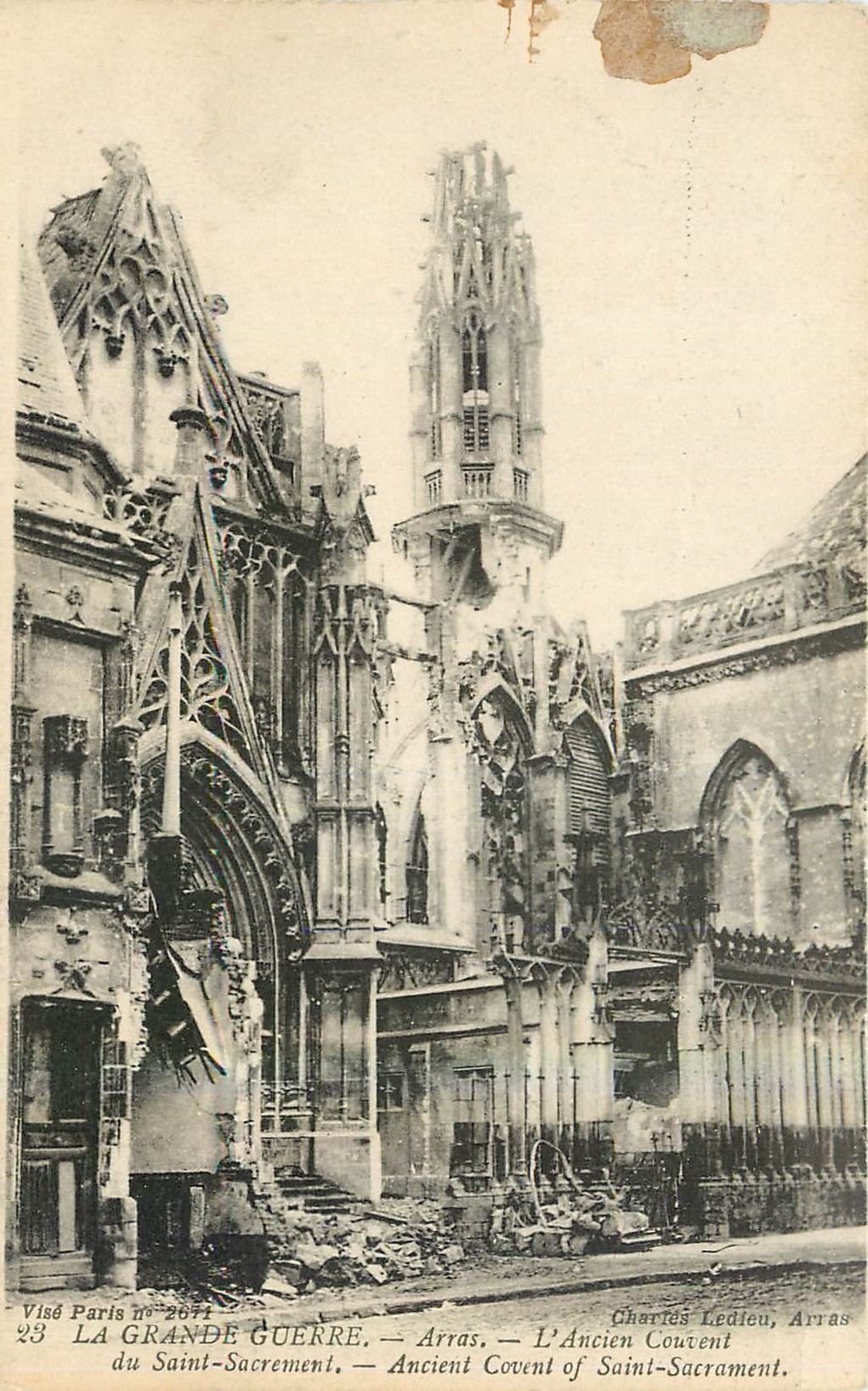 CPA La Grande Guerre Arras L'Ancient Couvent du Saint Sacrement 