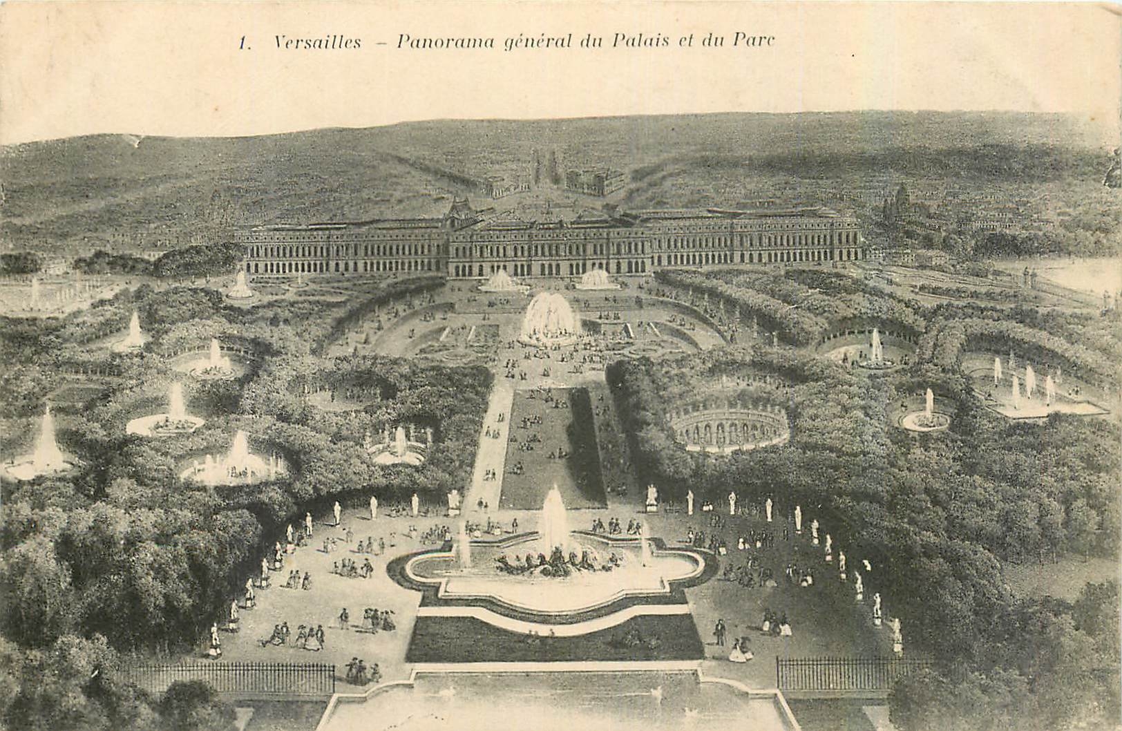 CPA Versailles Panorama general du Palais et du Parc 