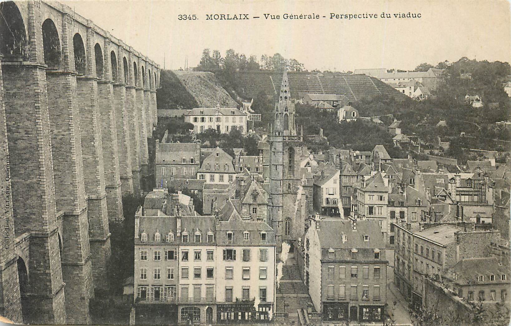CPA Morlaix Vue generale Perspective du viaduc