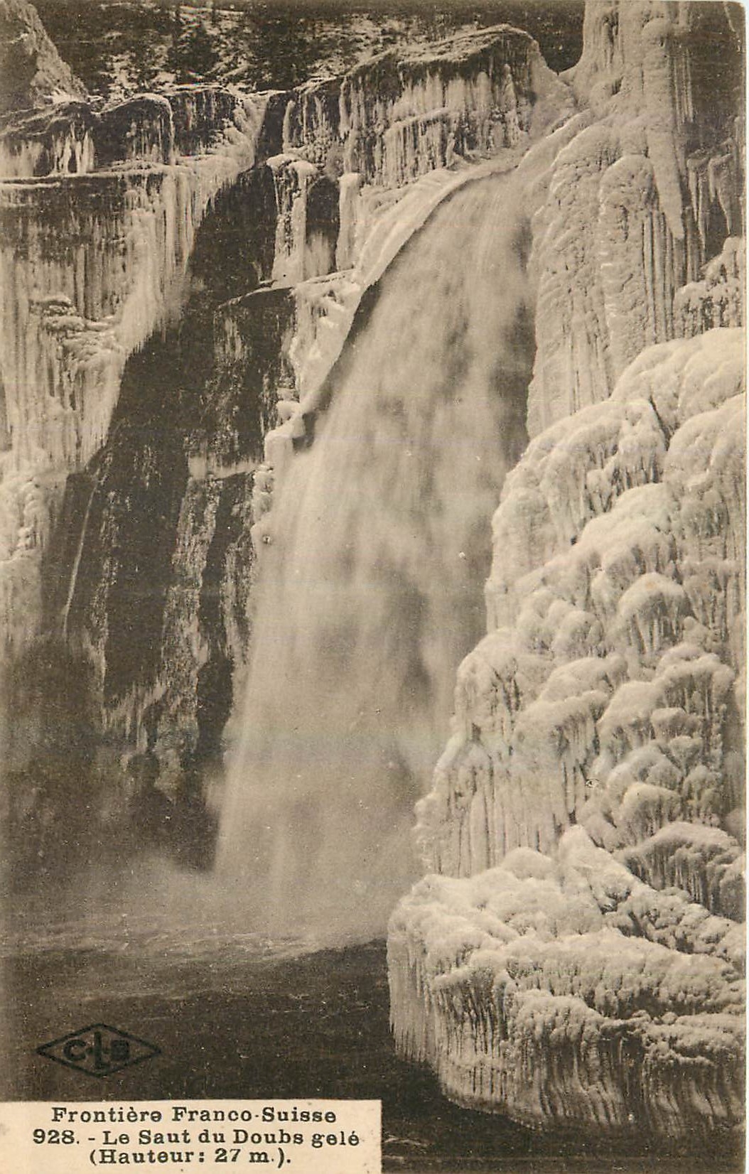 CPA Frontiere Franco Suisse Le Saut du Doubs gele