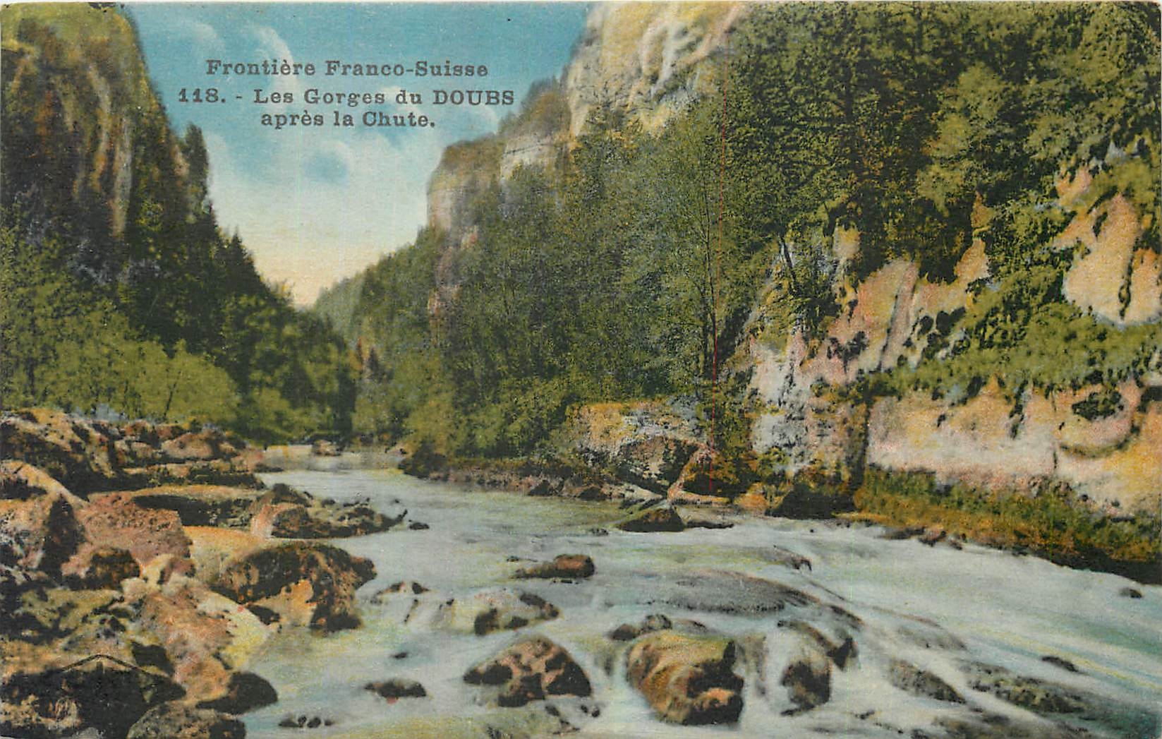 CPA Frontiere Franco Suisse Les Gorges du Doubs apres la Chute