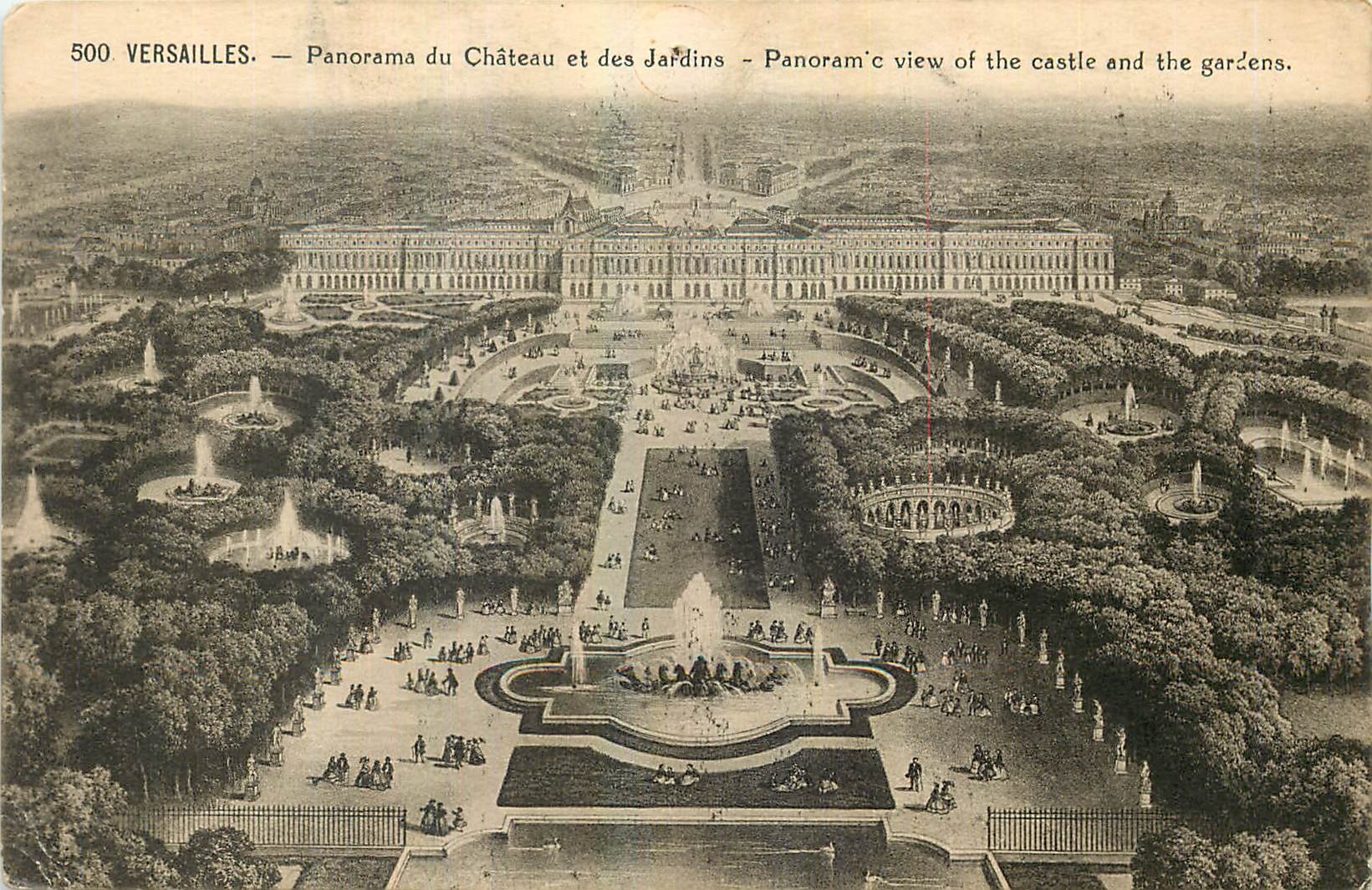 CPA Versailles Panorama du Chateau et des Jardins 