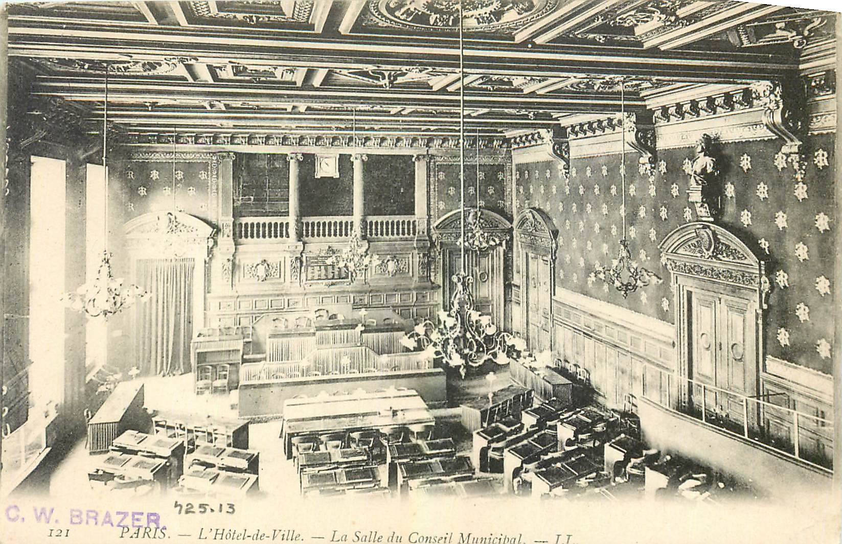 CPA Paris l'Hotel de Ville La Salle du Conseil Municipal