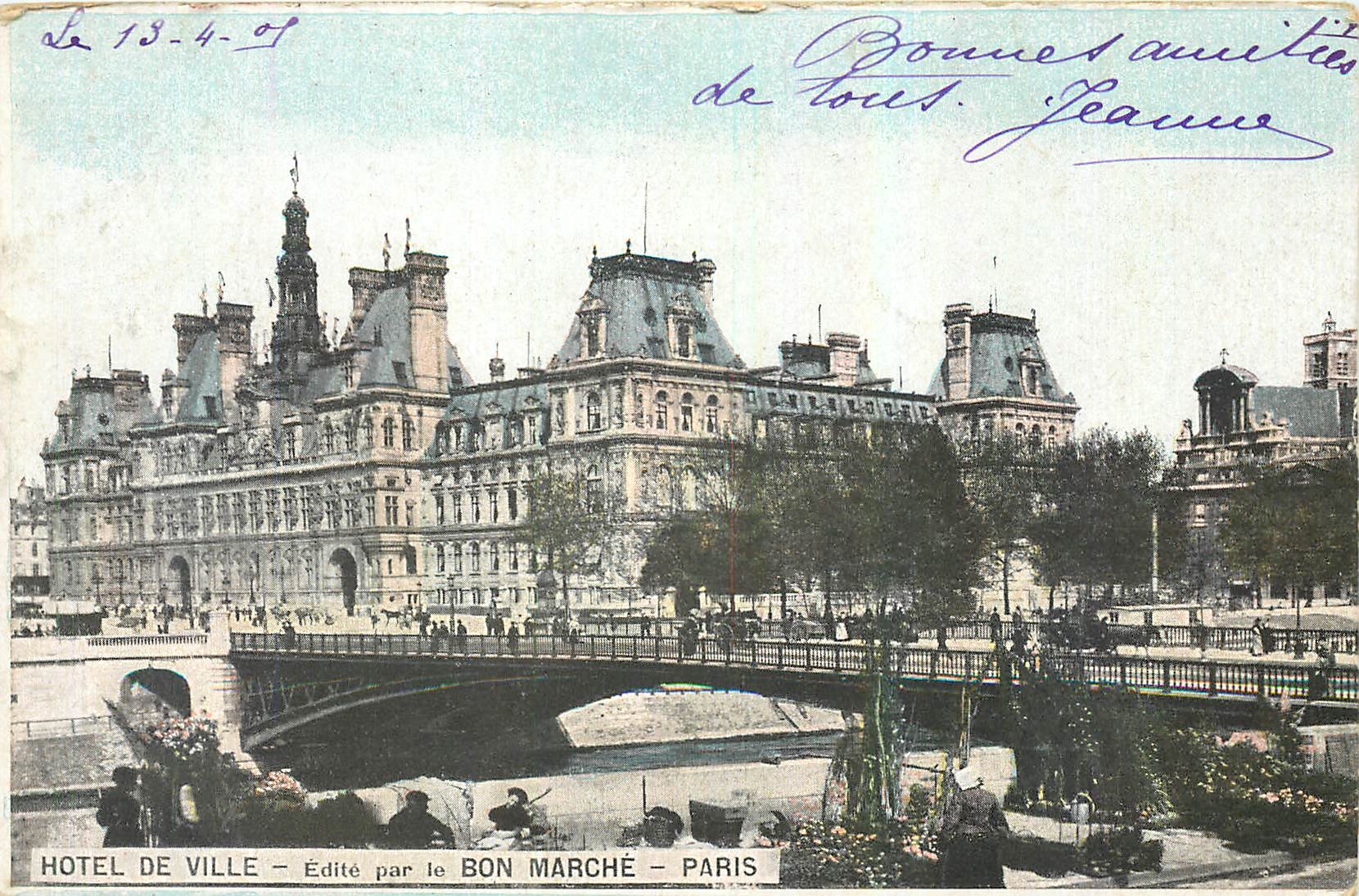 CPA Hotel de Ville Edite par le Bon Marche Paris 