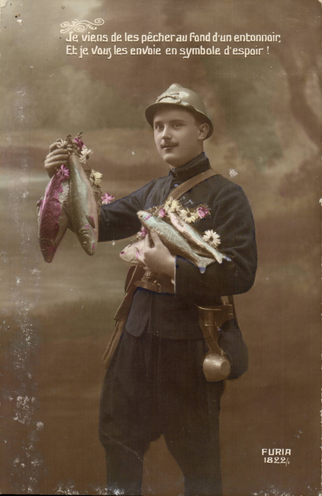 Fantasy CPA April 1st military fish soldier militaria