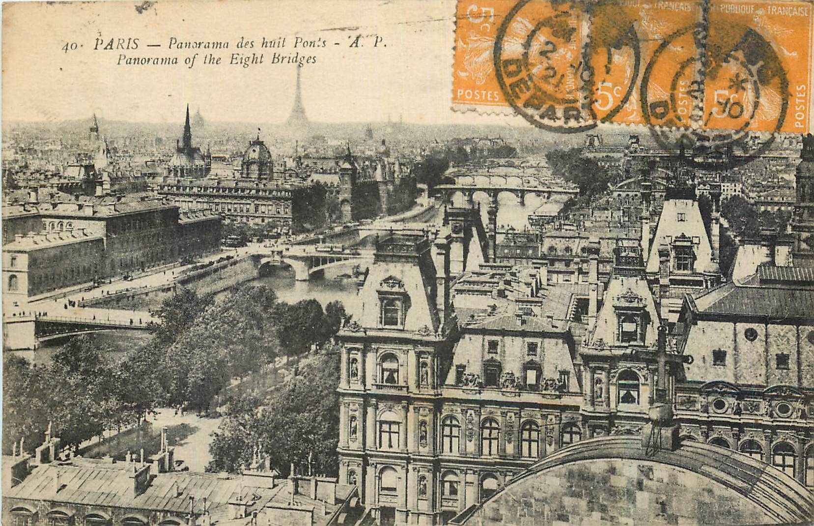 CPA Paris Panorama des huit Ponts 