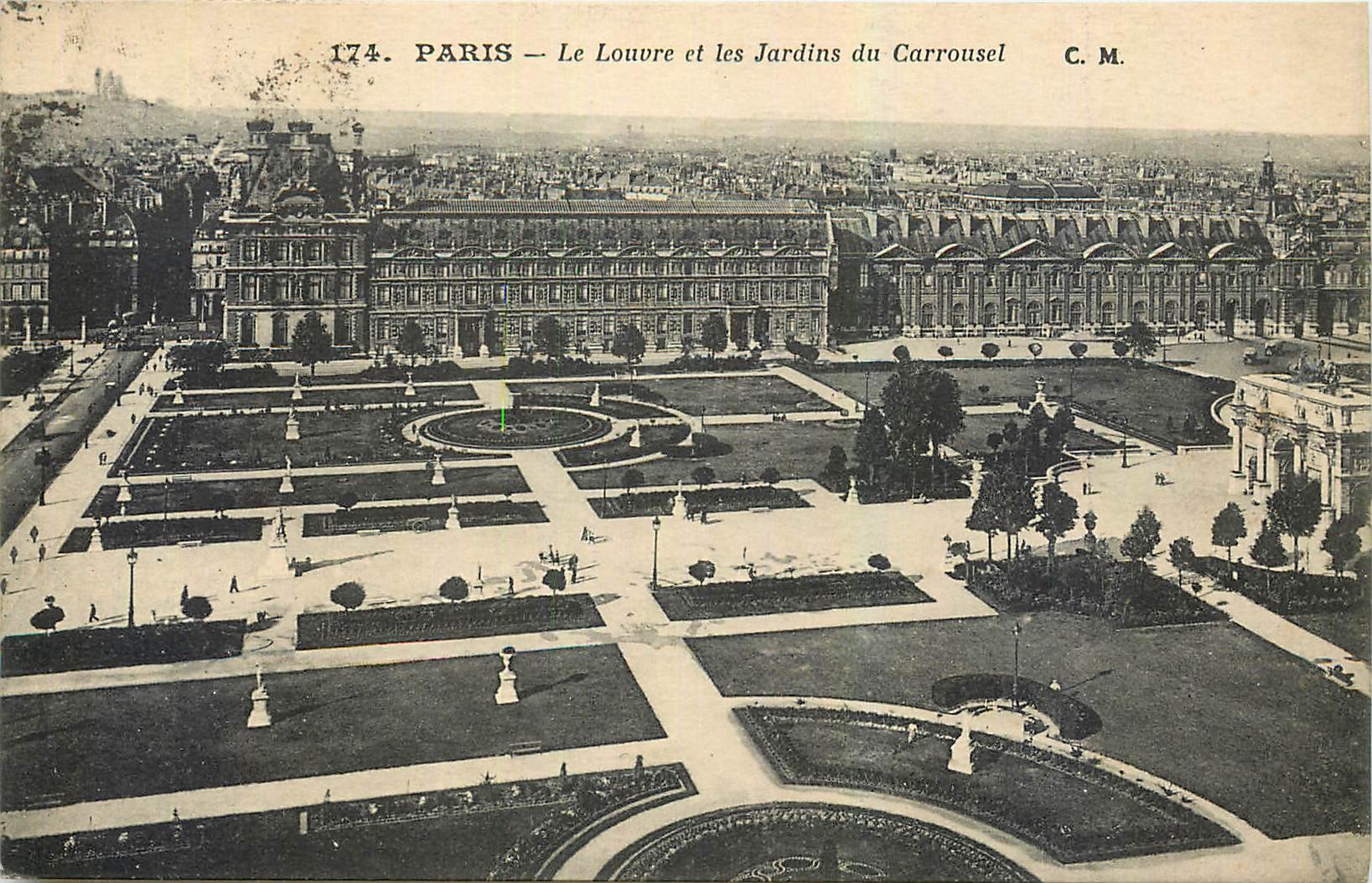 CPA Paris Le Louvre et les Jardins du Carrousel