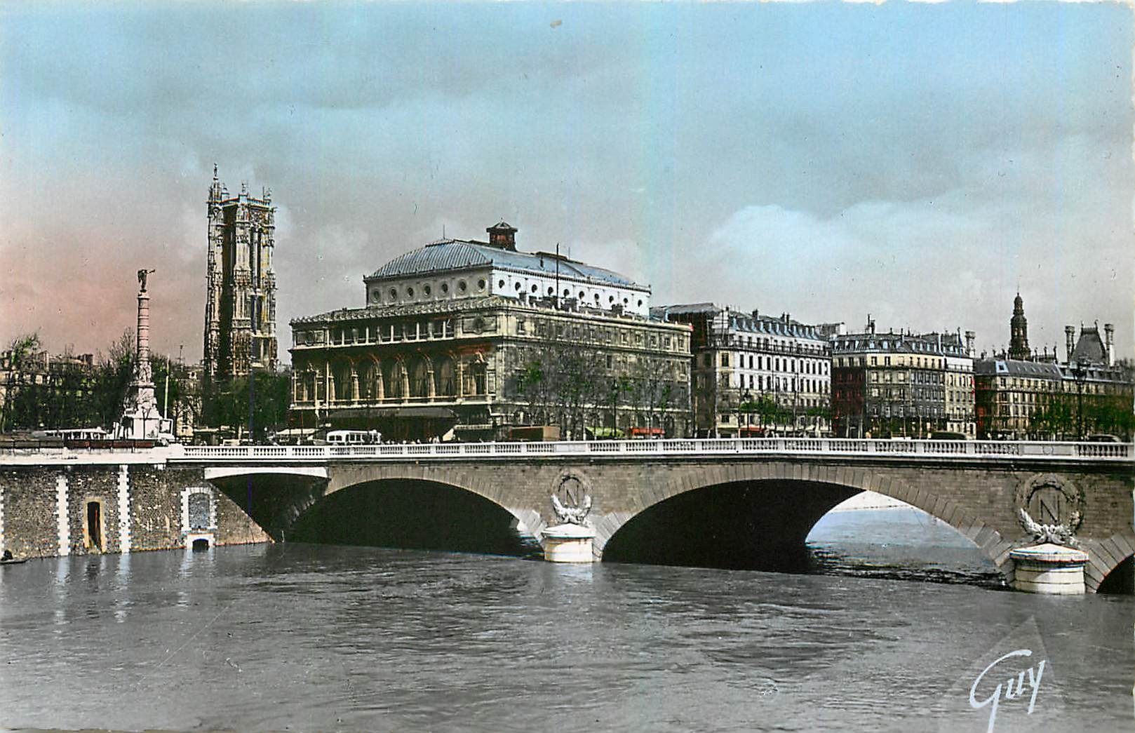 CPA Paris et ses Merveilles Le pont au Change la place du Chatelet et la Tour Saint Jacques