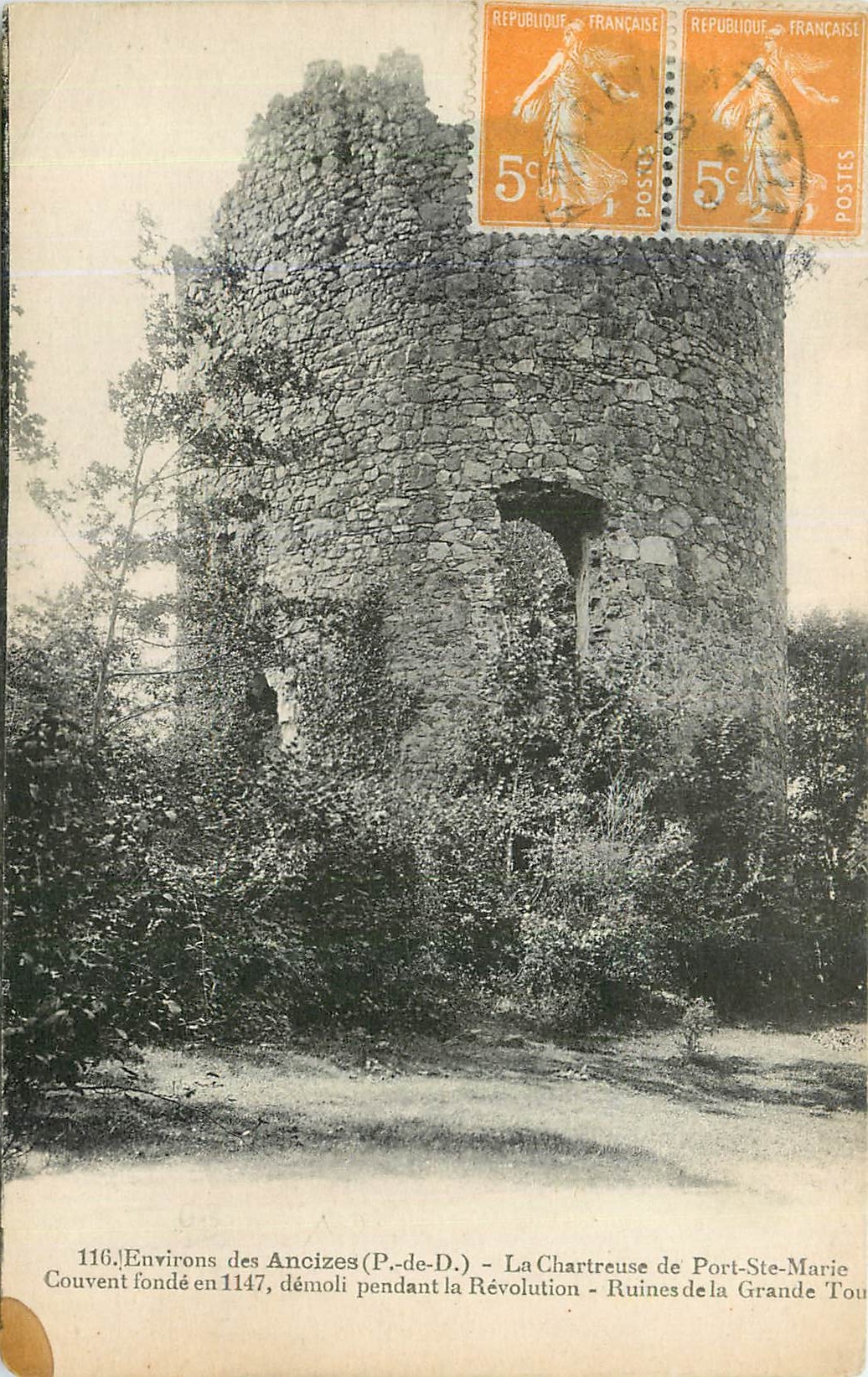 CPA Environs des Ancizes P de D La Chartreuse de Port Ste Marie Ruines de la Grande Tour 