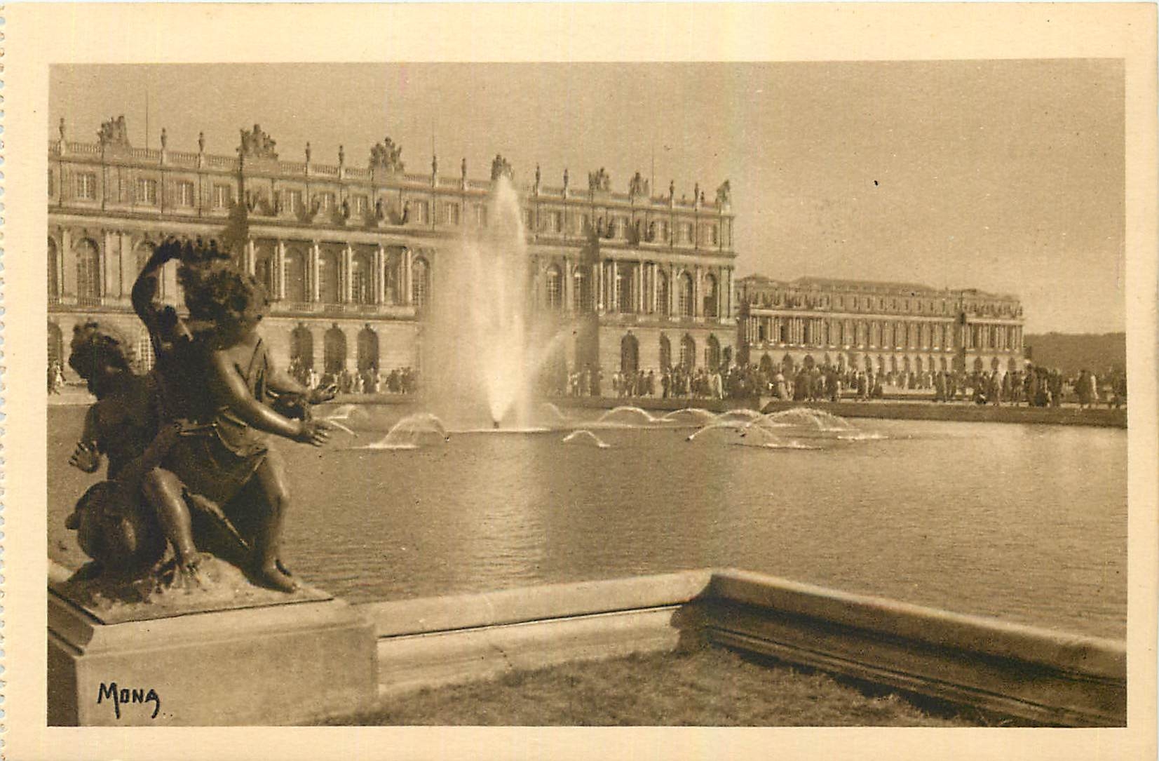 CPA Les Petits Tableaux de Versailles Le Chateau et les Parterres d'eau