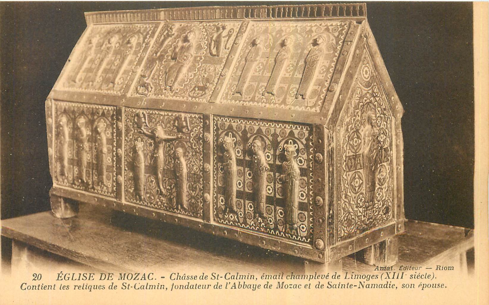 CPA Eglise de Mozac Chasse de St Calmin email champleve de Limoges Contient les reliques de St Calmi