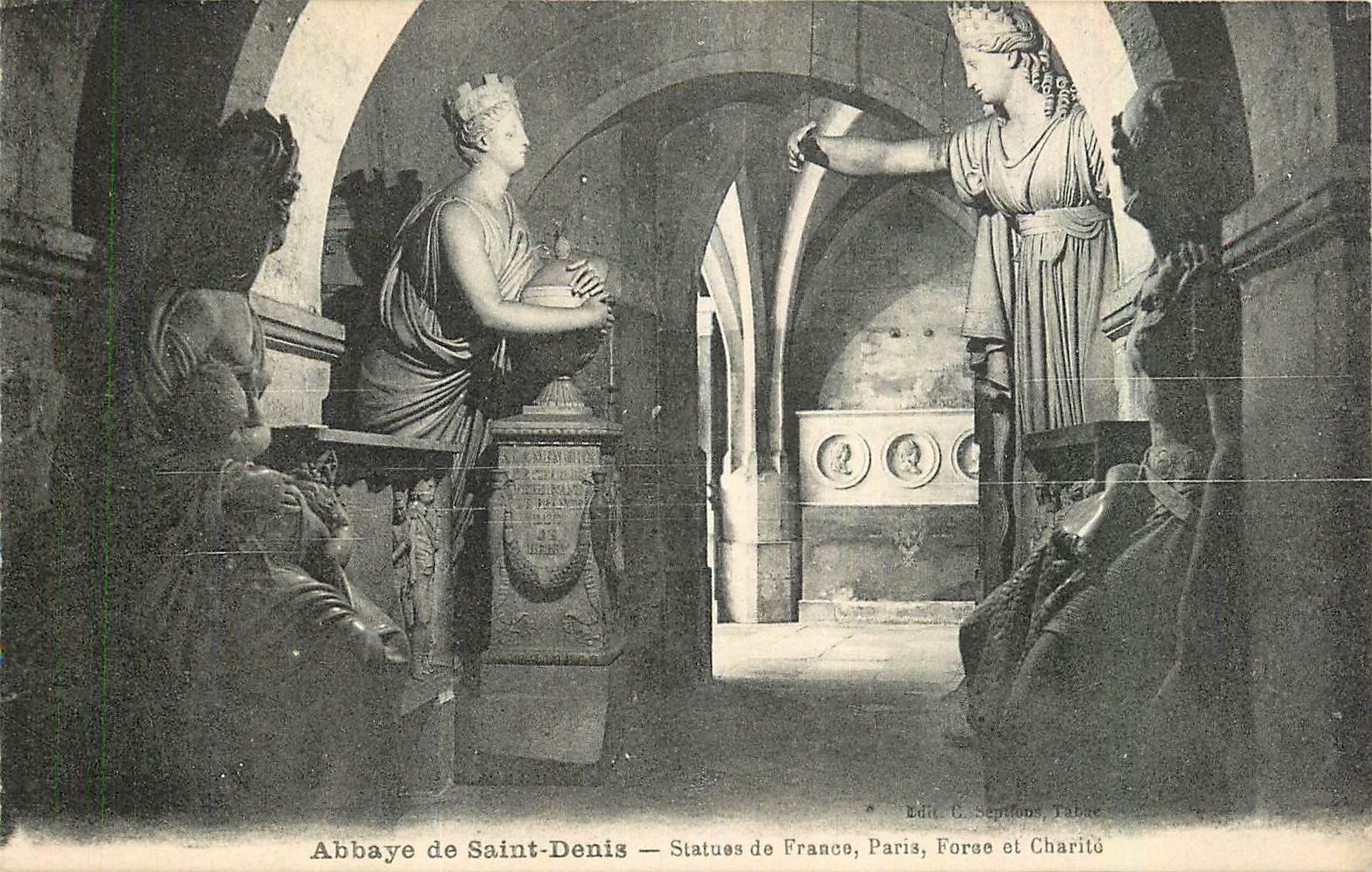 CPA Abbaye de Saint Denis Statues de France Paris Forue et Charite 