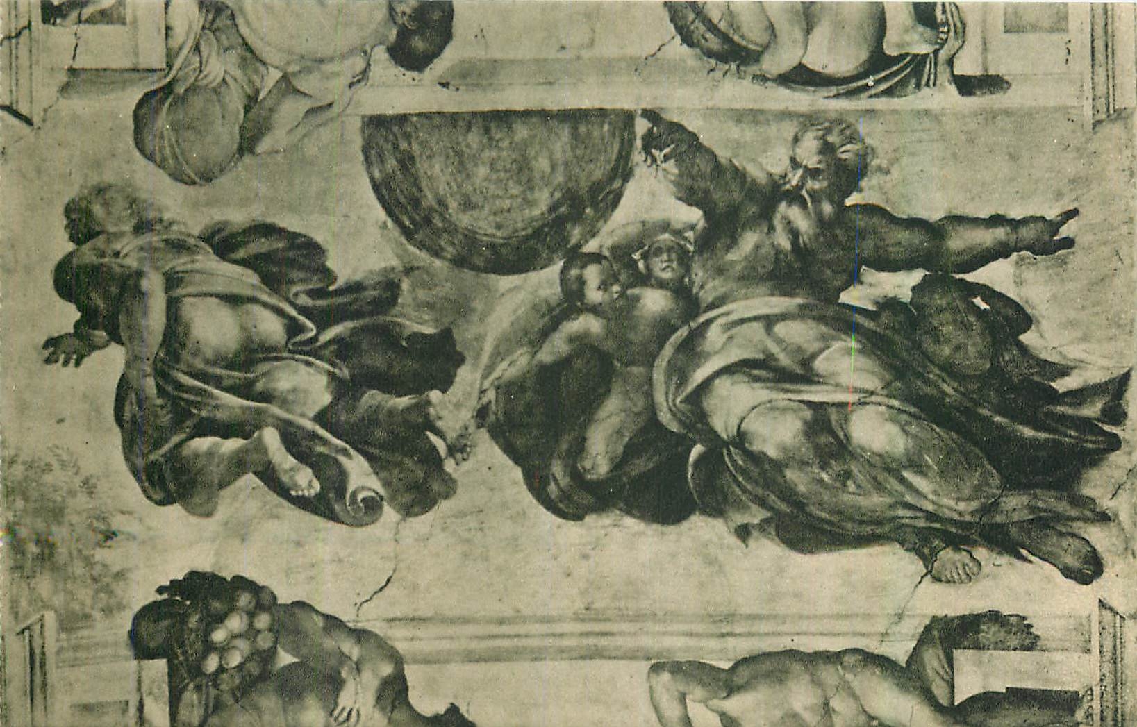 CPA Citta del Vaticano Cappelle Sistina Michelangelo Dieu cree le Soleil et la Lune