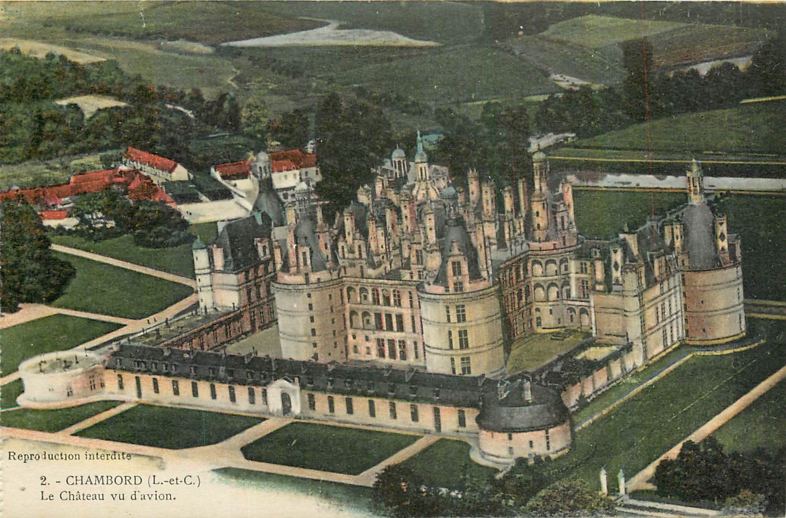 CPA Chambord L et C Le Chateau vu d'avion 