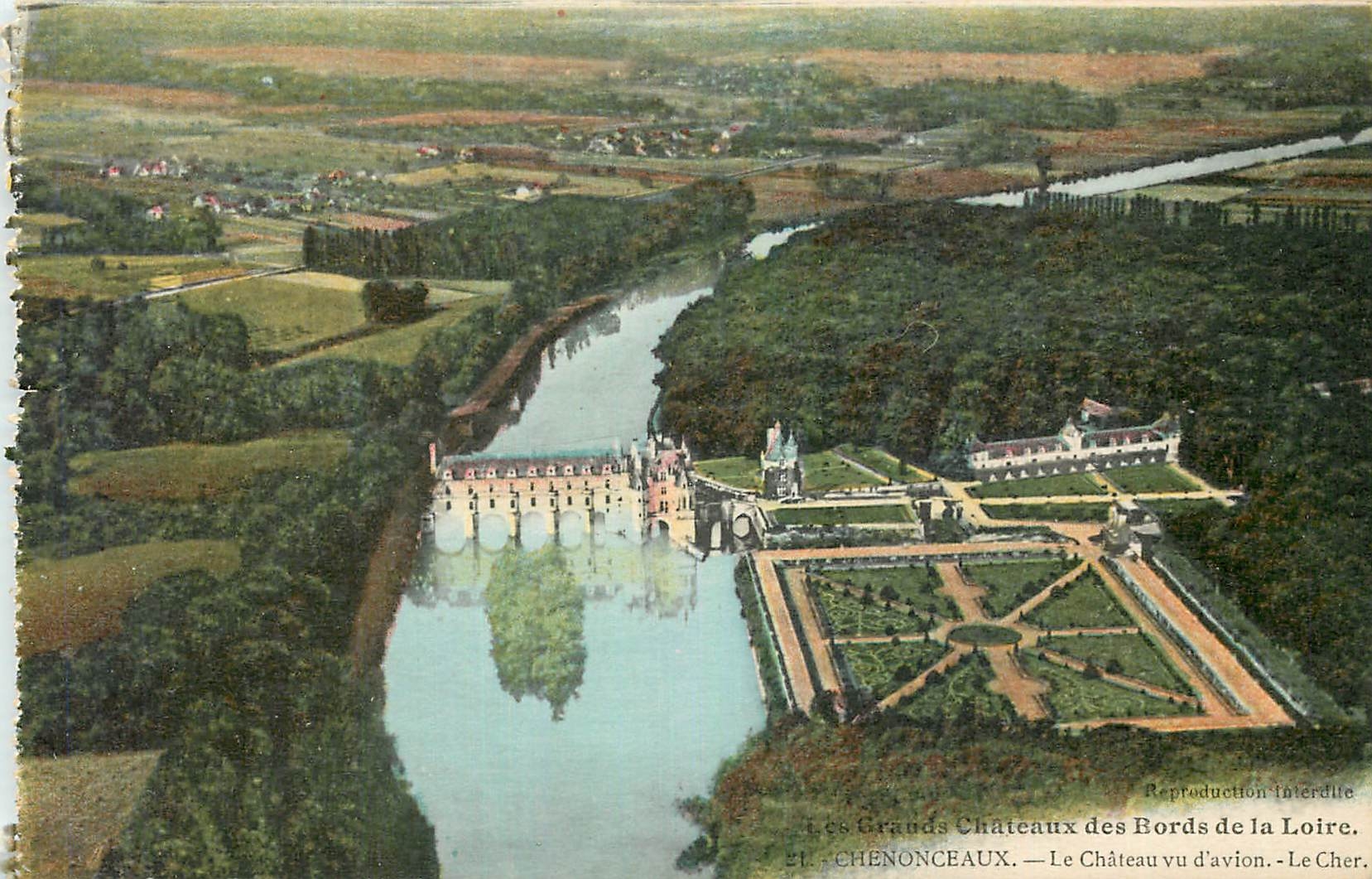 CPA Les Grands Chateaux des Bords de la Loire Chenonceaux Le Chateau vu d'avion le Cher 