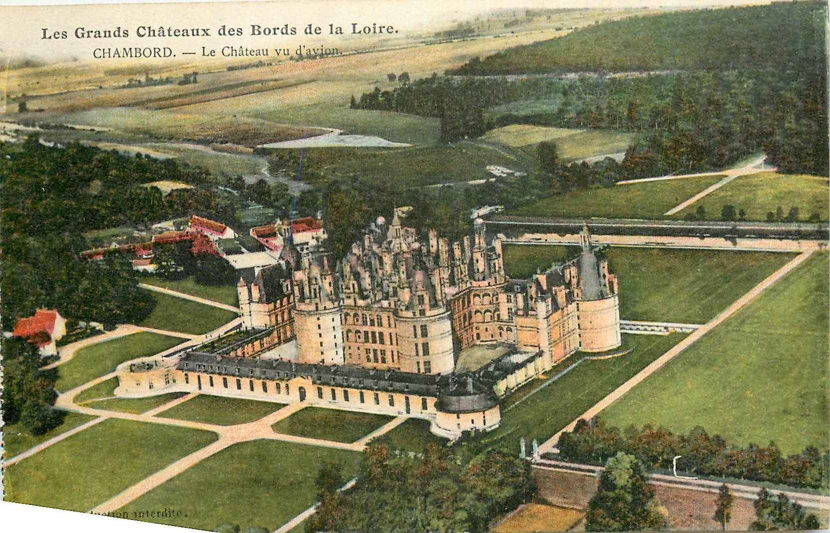 CPA Les Grands Chateaux des Bords de la Loire Chambord Le Chateau vu d'avion