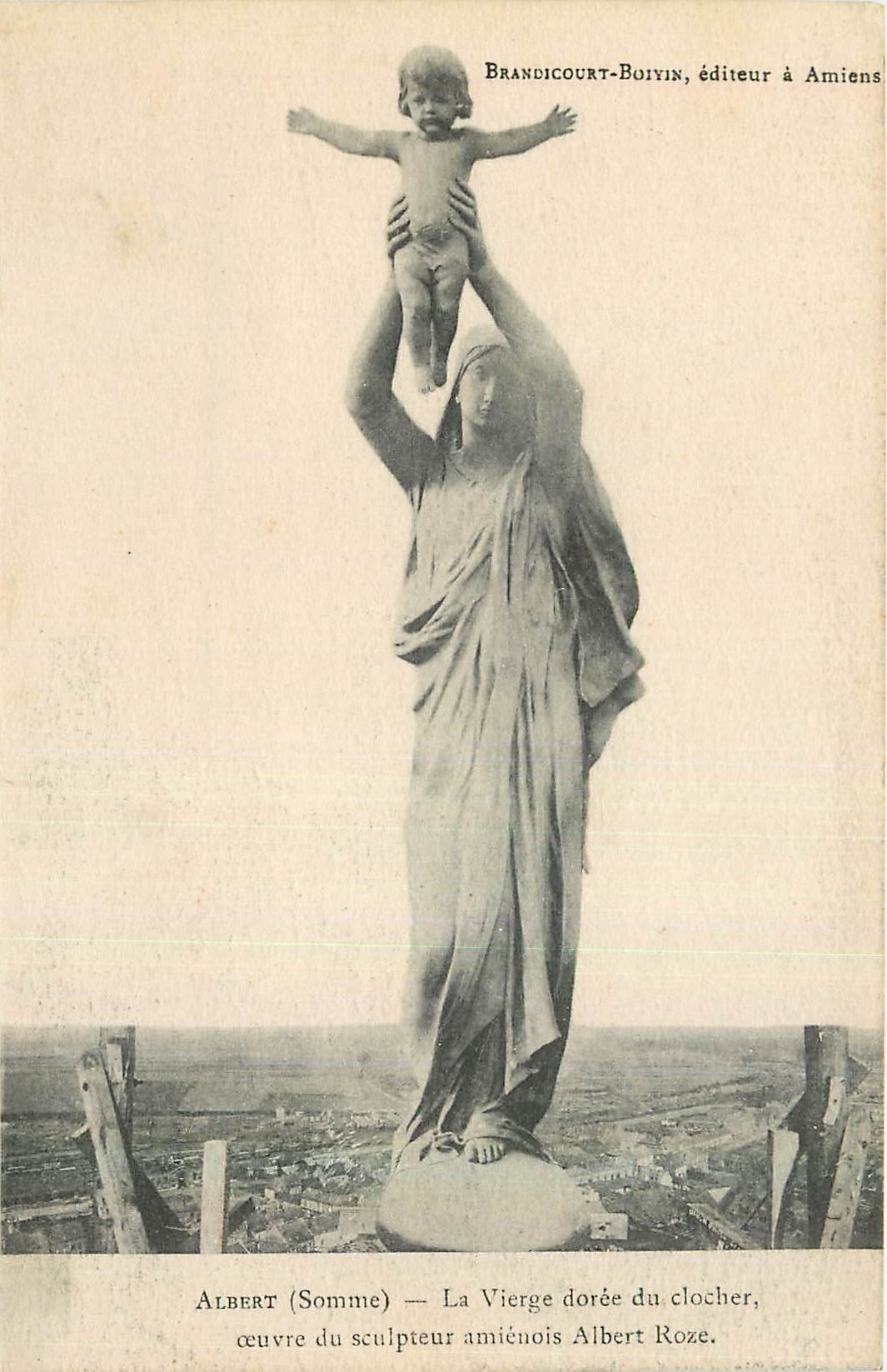 CPA Brandicourt Boivin Albert Somme La Vierge doree du clocher ceuvre du sculpteur amienois Albert R
