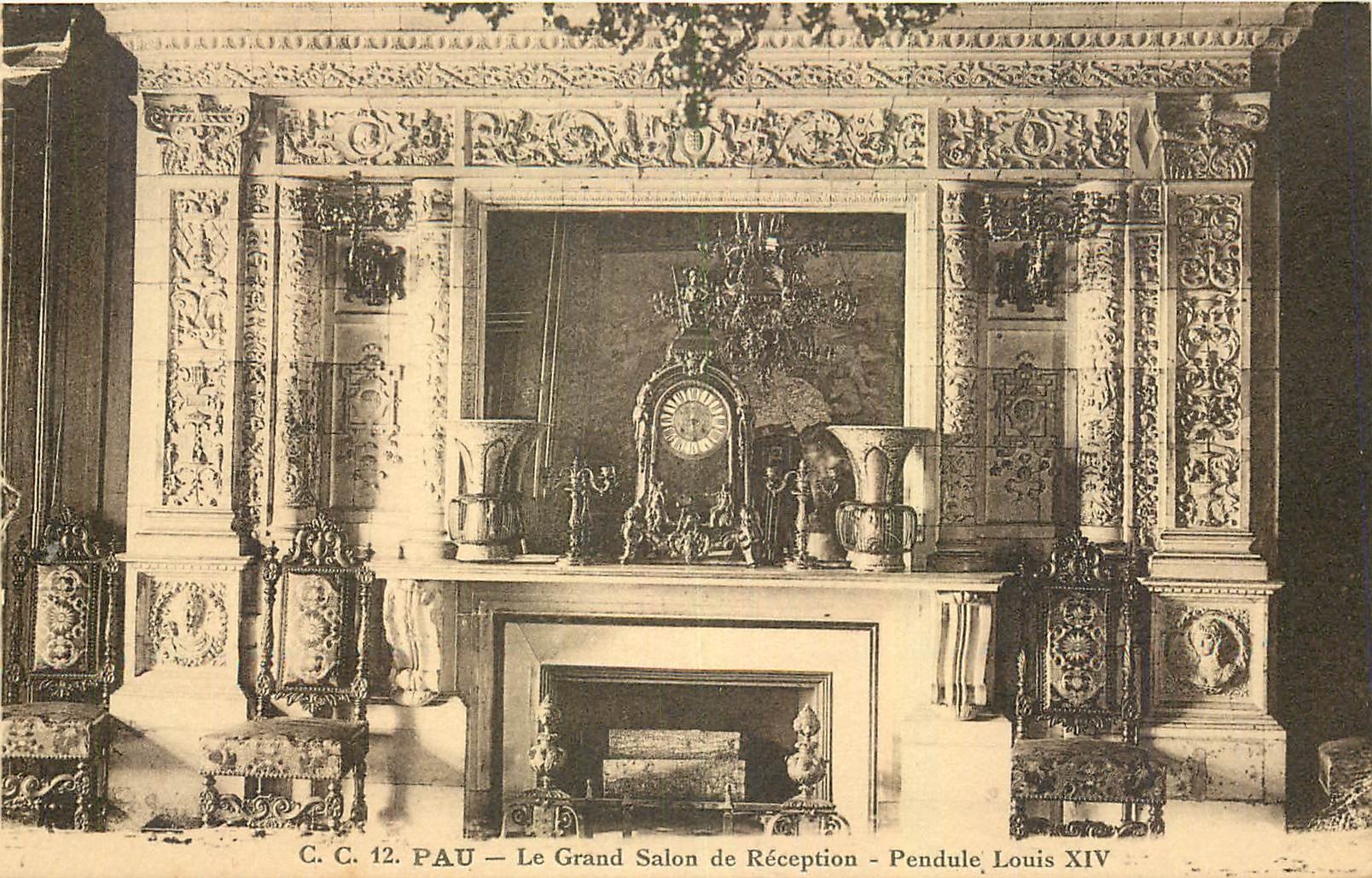 CPA Pau Le Grand Salon de Reception Pendule Louis XIV 