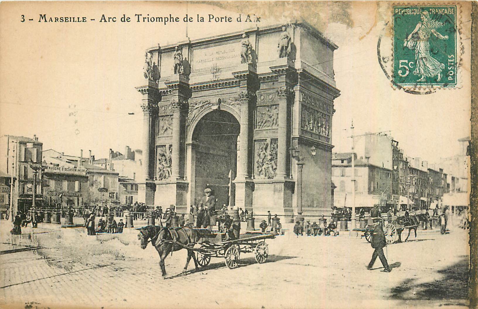 CPA Marseille Arc de Triomphe de la porte d'Aix