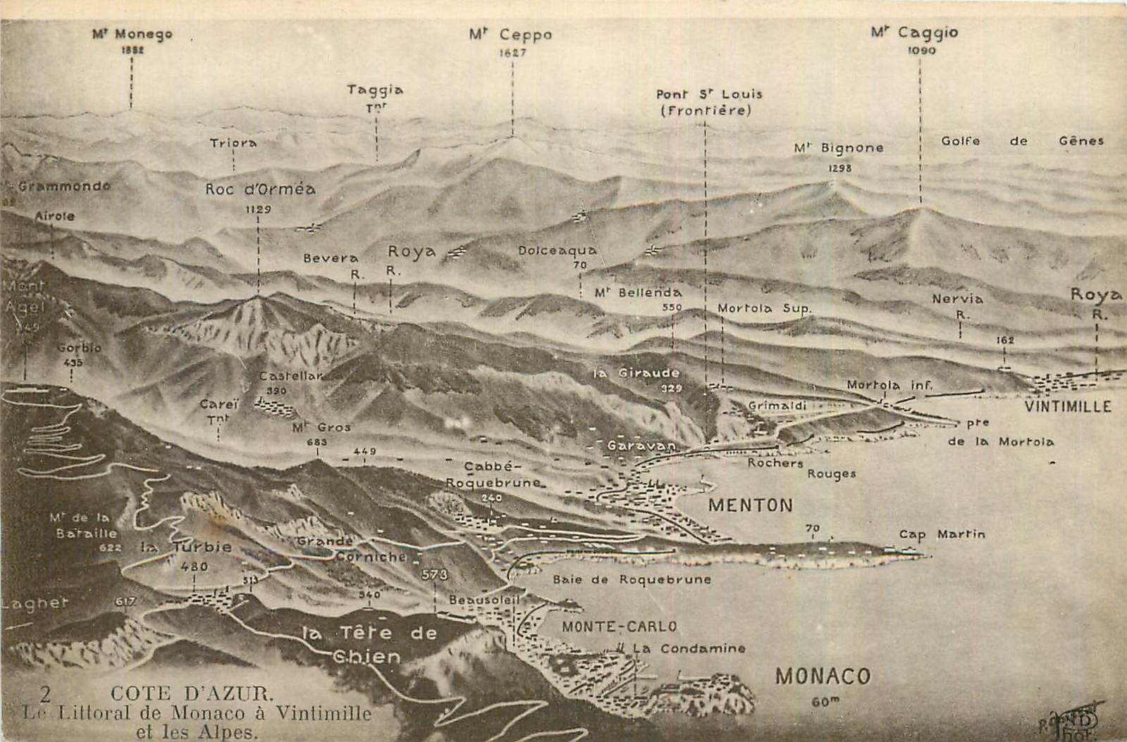 CPA Cote d'Azur Le Littoral de Monaco a Vintilime et les Alpes 