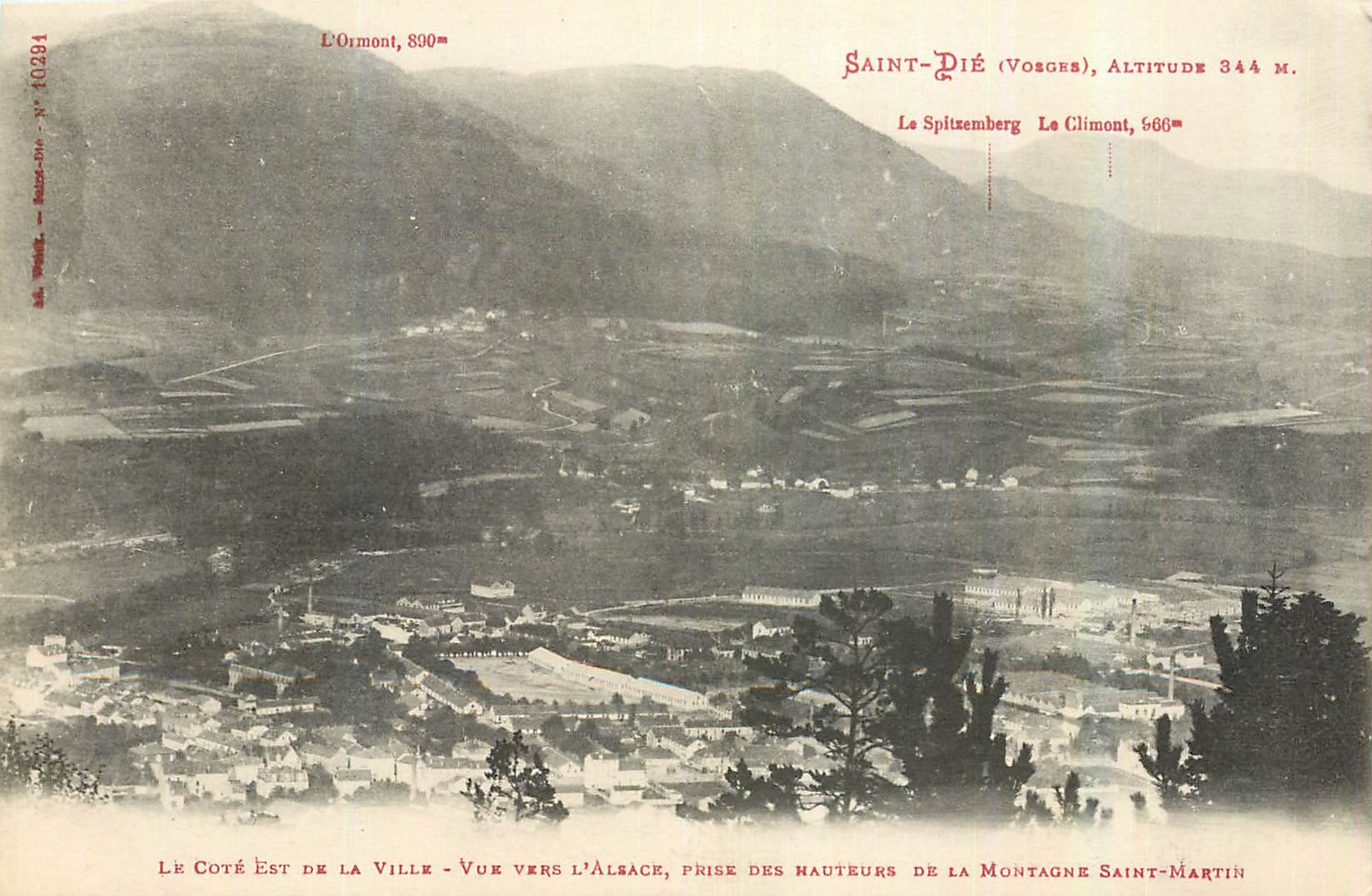 CPA Le Cote de la Ville Vue vers l'Alsace prise des hauteurs de la Montagne Saint Martin Saint Die V