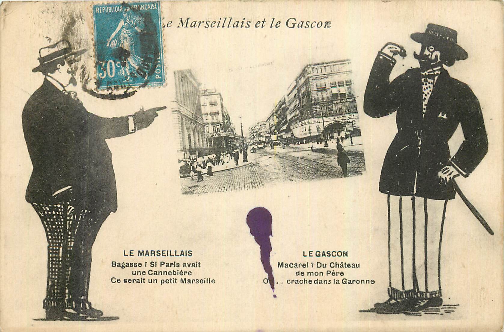 CPA Le Marseillais et le Gascon Le Marseillais Le Gascok