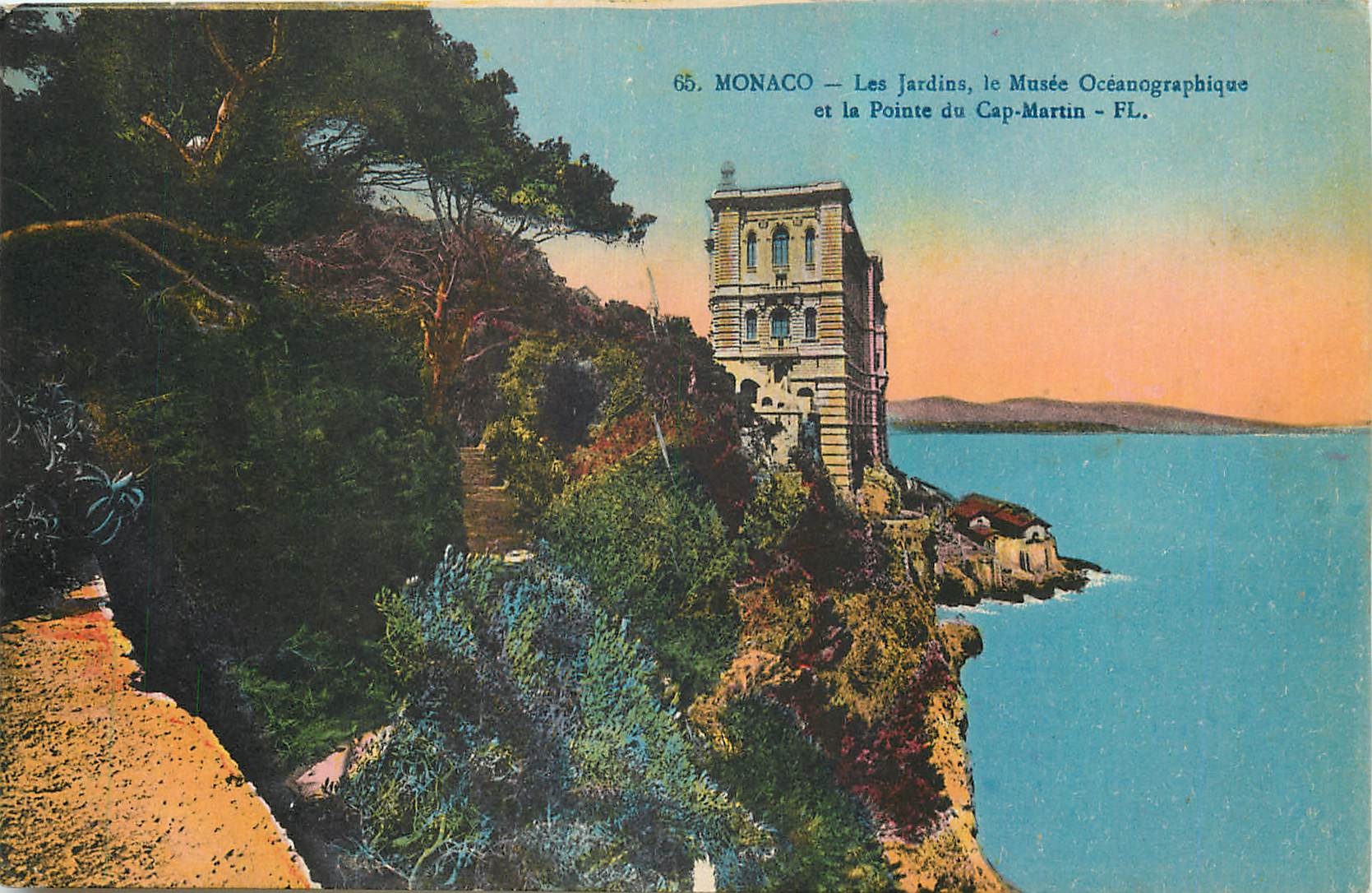 CPA Monaco Les Jardins le Musee Oceanographique et la Pointe du Cap Martin