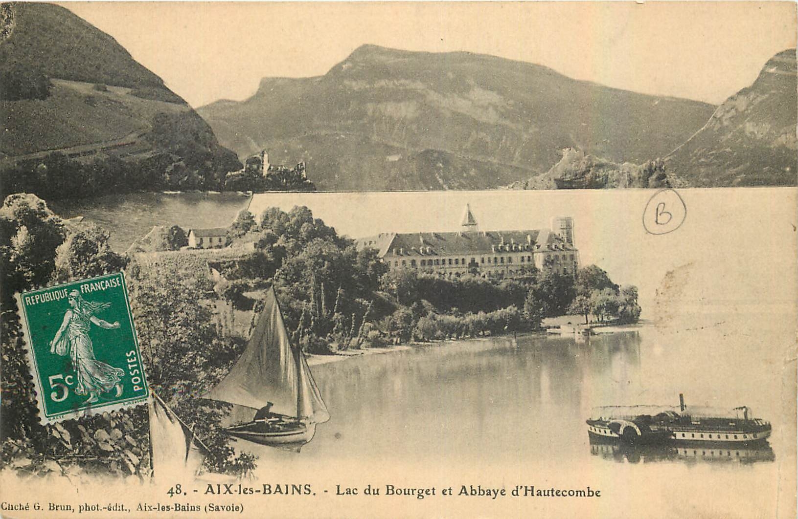CPA Aix les Bains Lac du Bourget et Abbaye d'Hautecombe