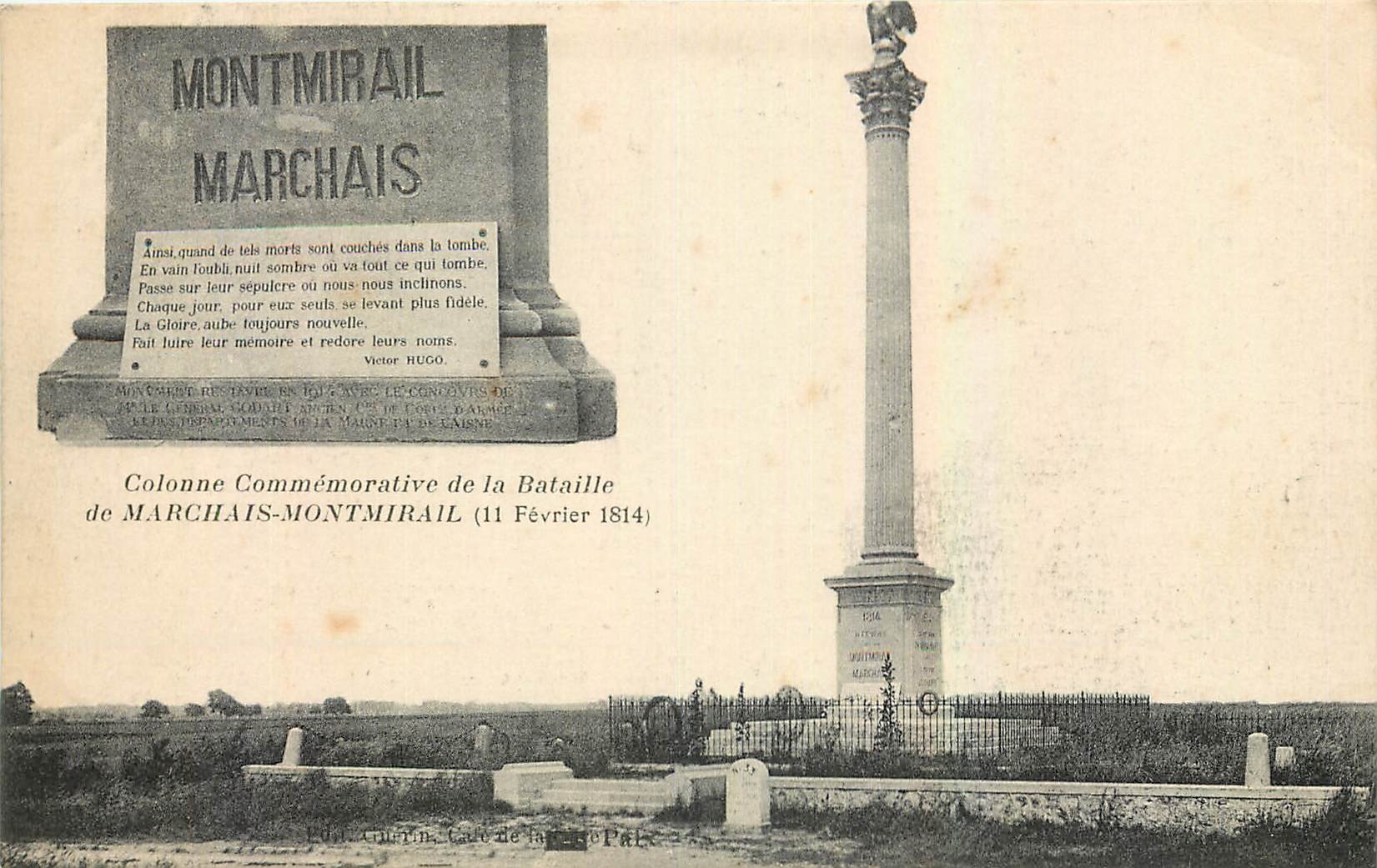 CPA Colonne Commemorative de la Bataille de Marchais Montmirail 1814 Militaria