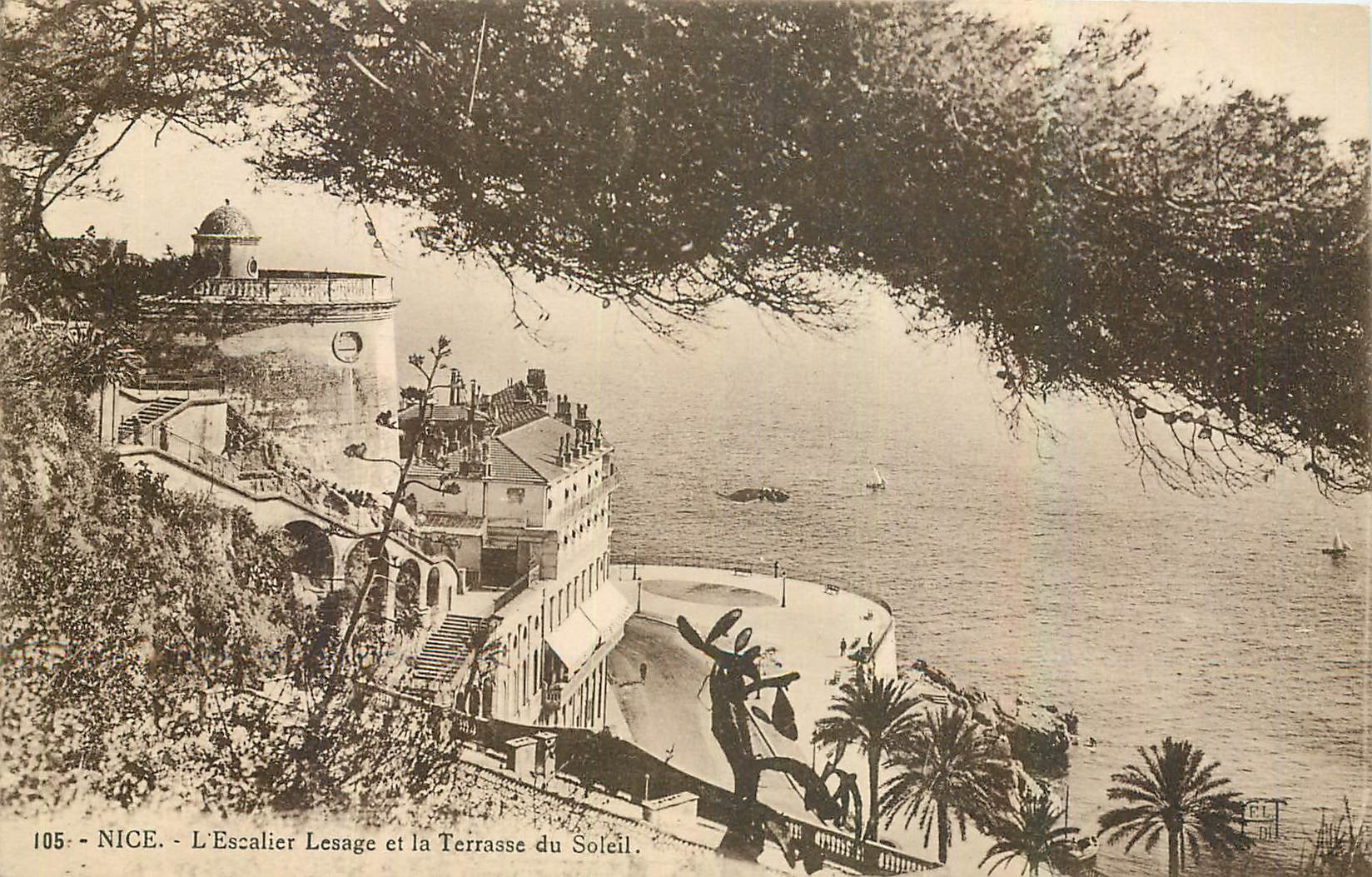 CPA Nice L'Escalier Lesage et la Terrasse du Soleil 