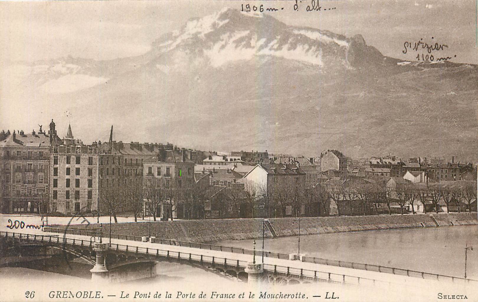 CPA Grenoble Le Pont de la Porte de France et le Moucherotte 