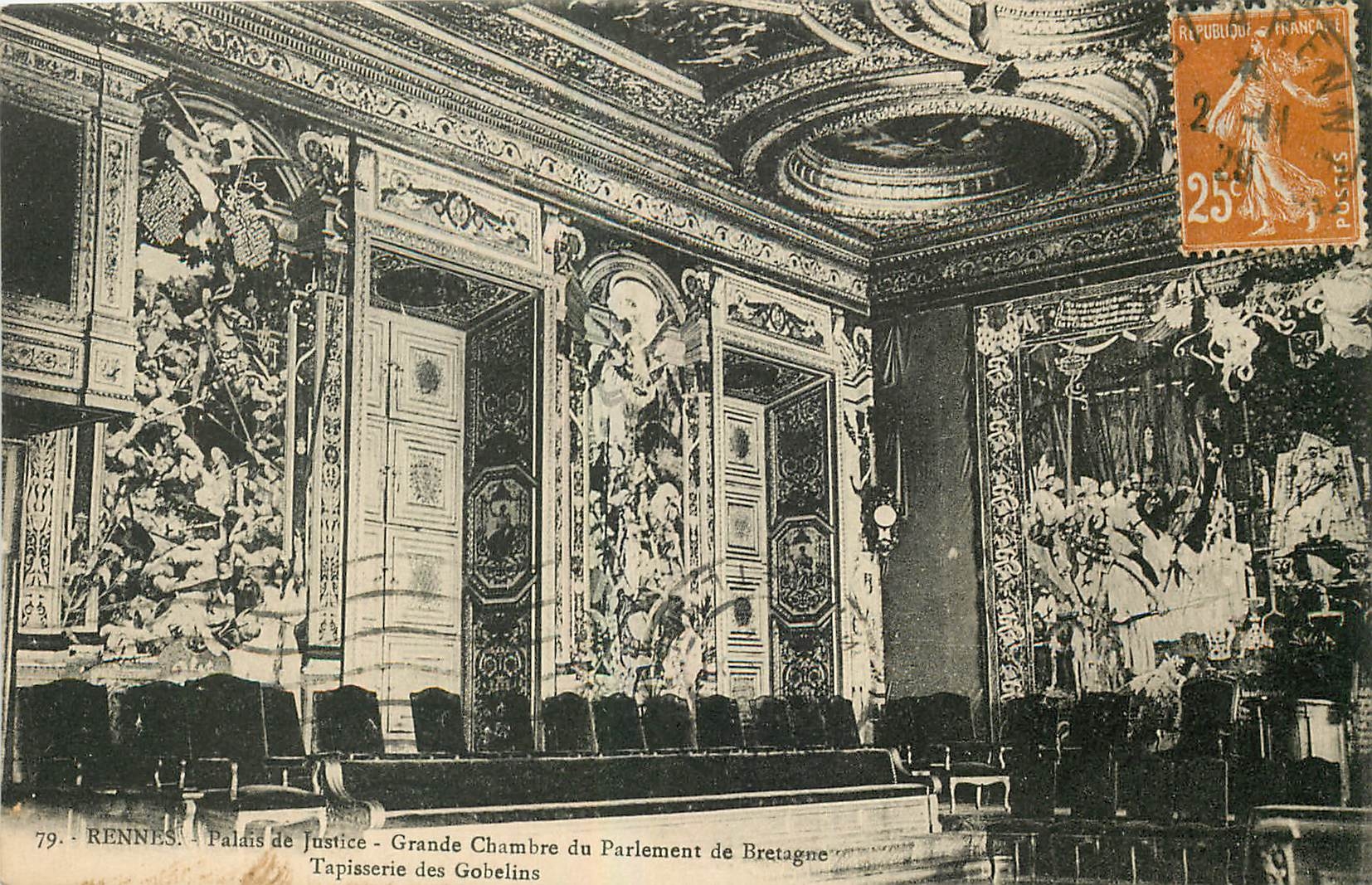 CPA Rennes Palais de Justice Grande Chambre du Parlement de Bretagne Tapisserie des Gobelins 