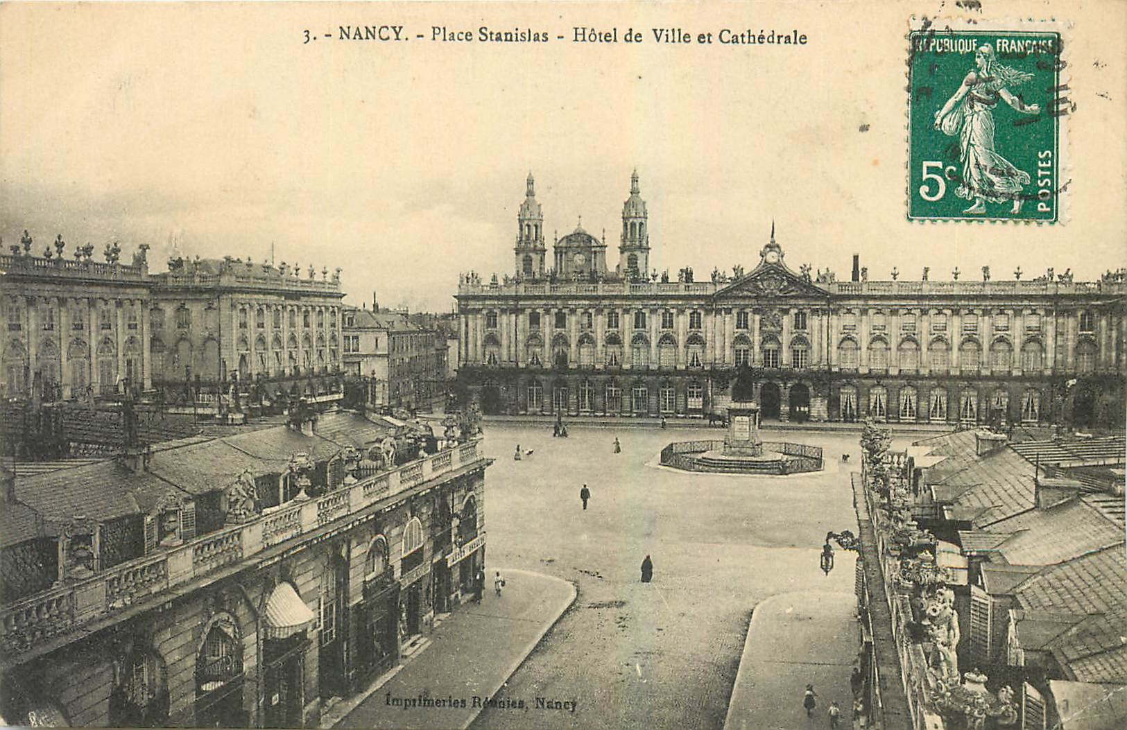 CPA Nancy Place Stanislas Hotel de Ville et Cathedrale 