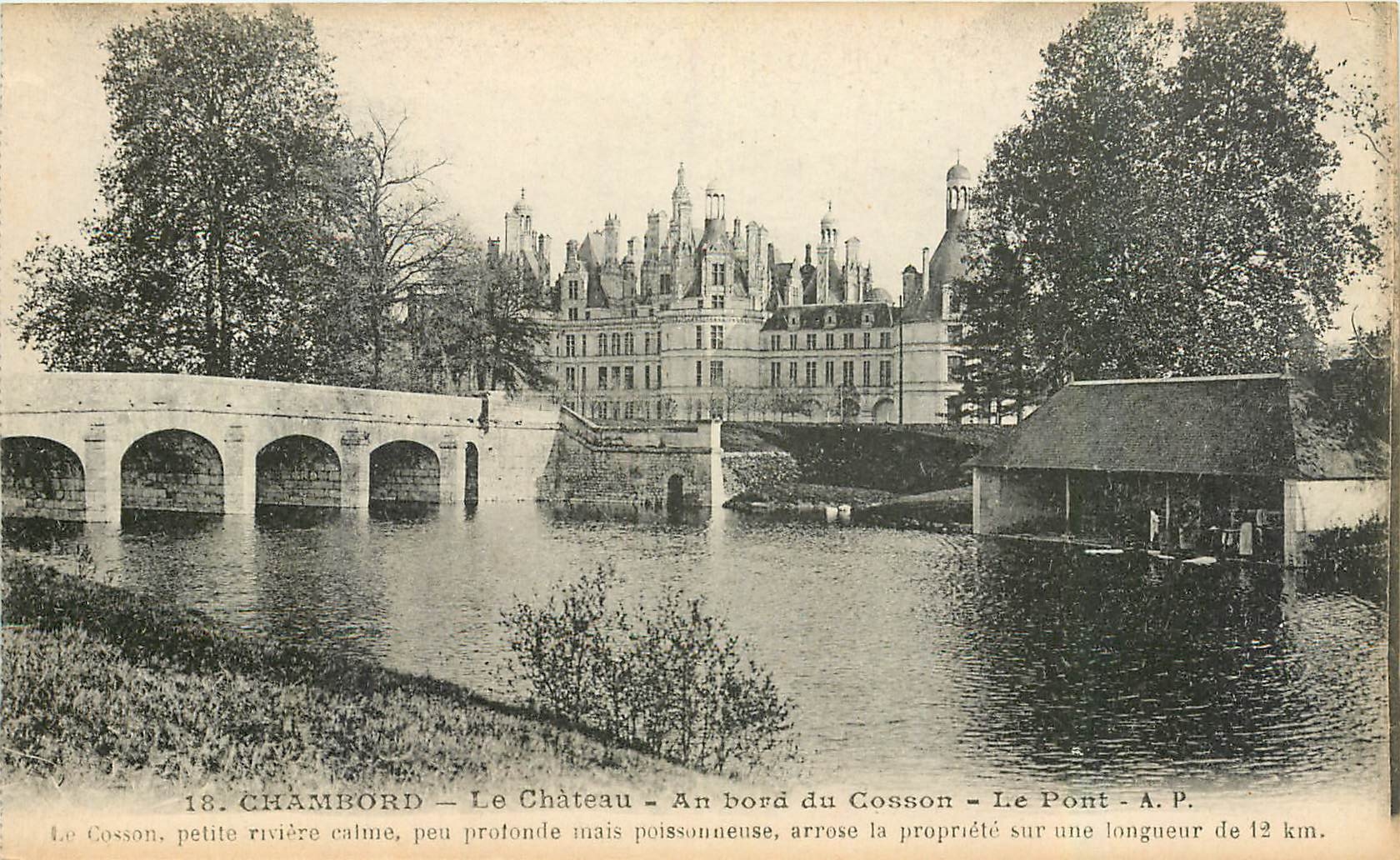 CPA Chambord Le Chateau Au bord du Cosson Le Pont 