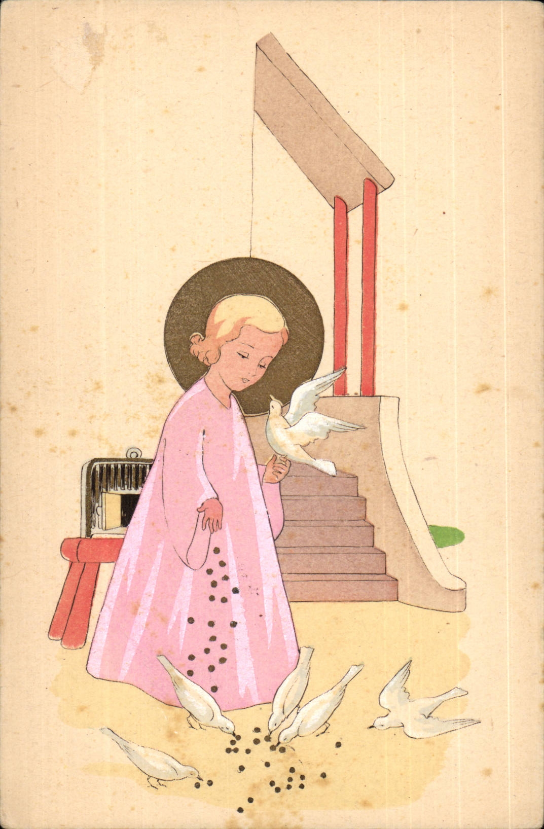 CPA Fantasy Child and pigeons