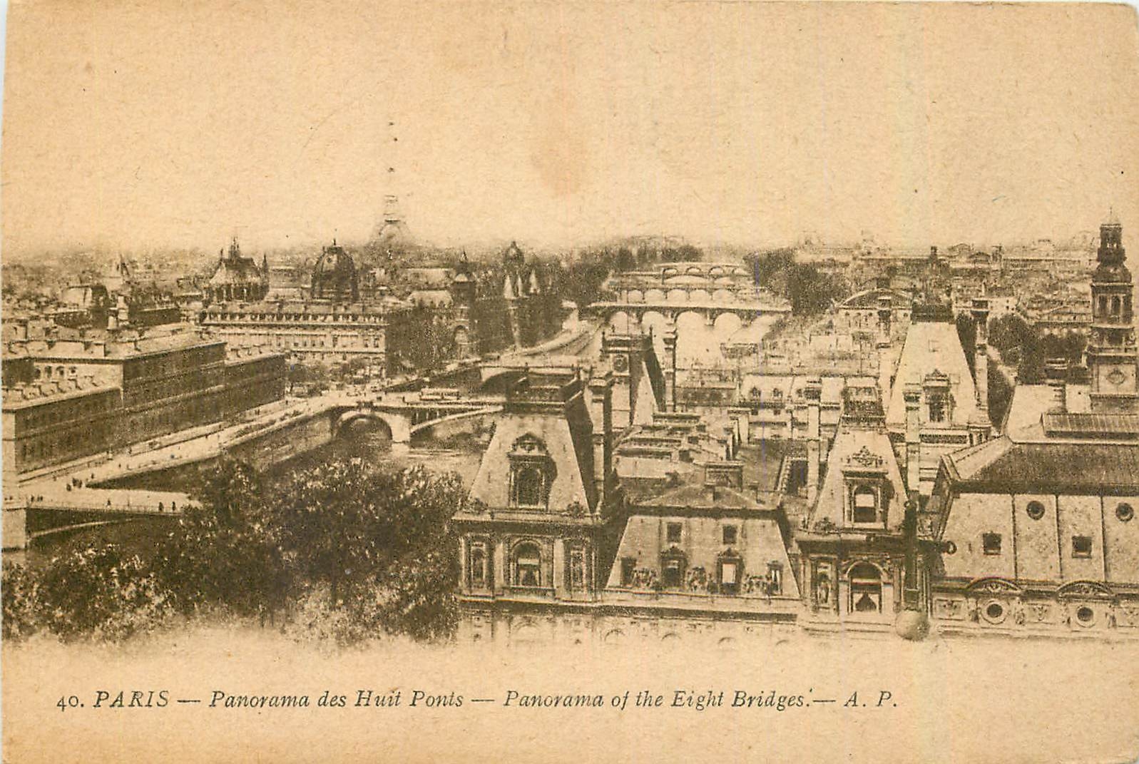 CPA Paris Panorama des Huit Ponts Tour Eiffel