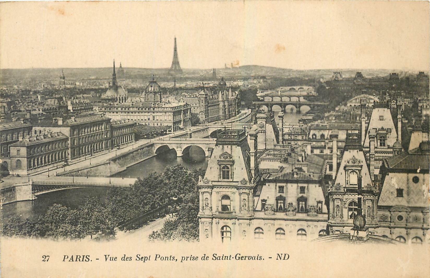CPA Paris Vue des Sept Ponts prise de saint Gervais