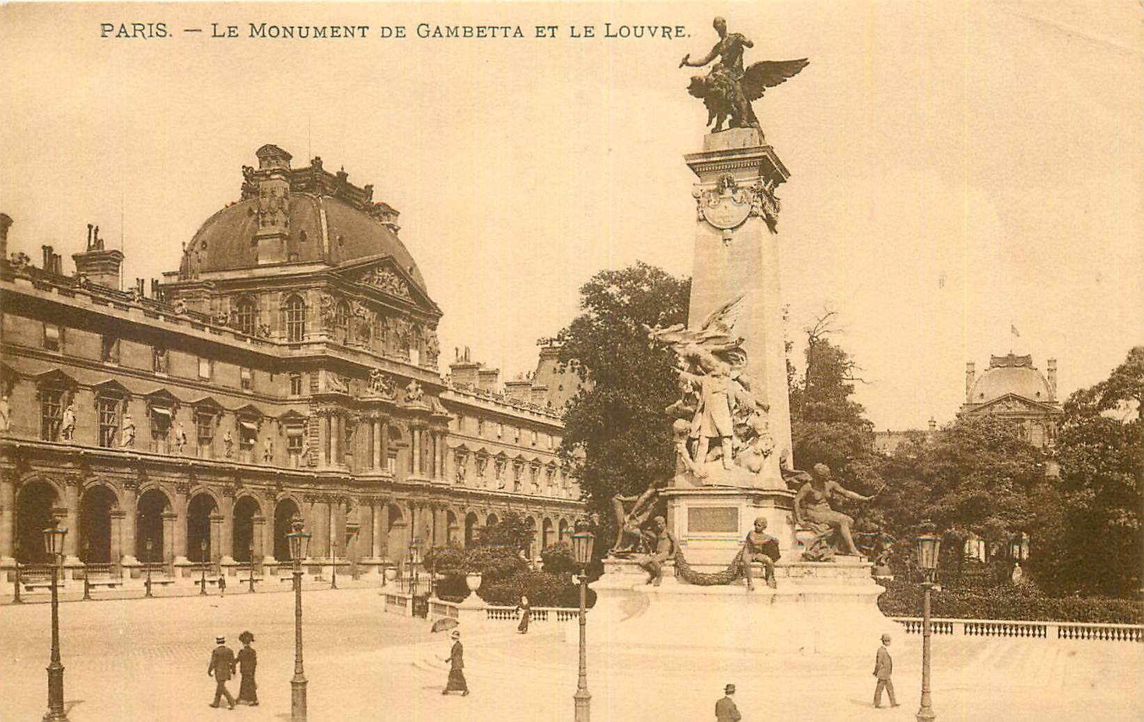 CPA Paris Le Monument de Gambetta et le Louvre