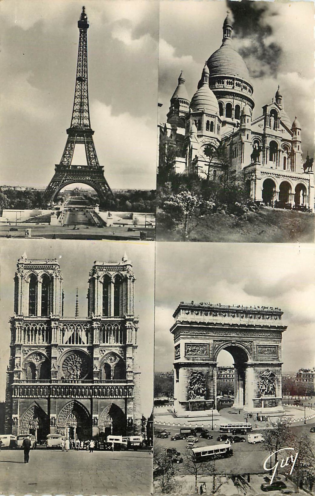 CPA Paris et ses Merveilles La Tour Eiffel la basilique du Sacre Coeur de Montmartre la cathedrale N